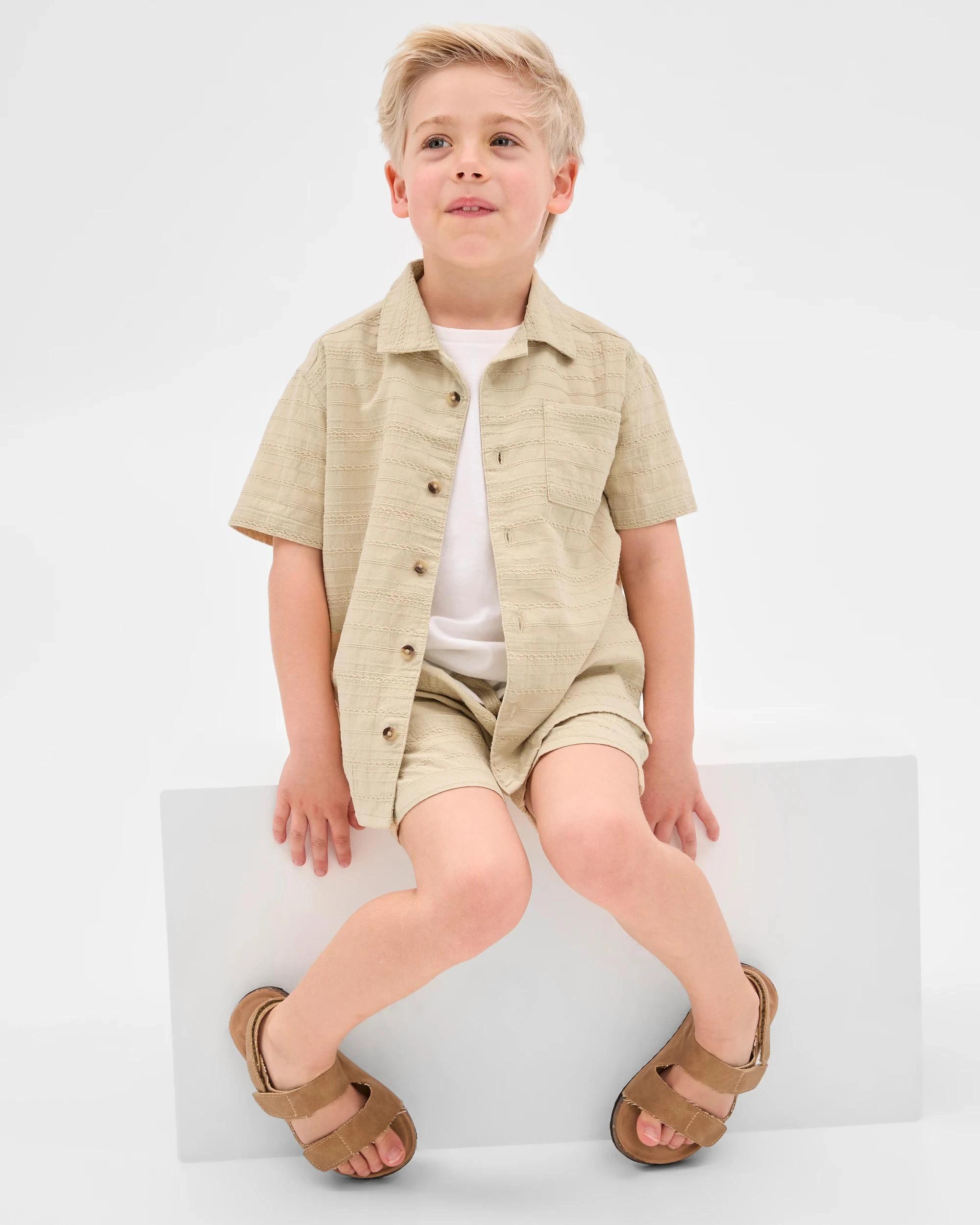 2 Target Australian Cotton Rich Shirt and Shorts 2 Piece Set NEUTRAL, 2 of 7