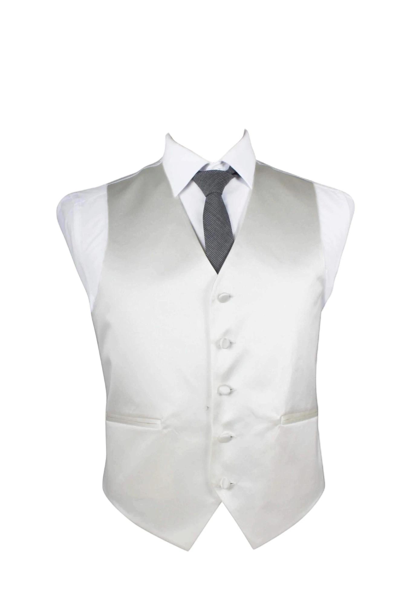 2 Zasel Mens Plain Vest Waistcoat IVORY, 2 of 2