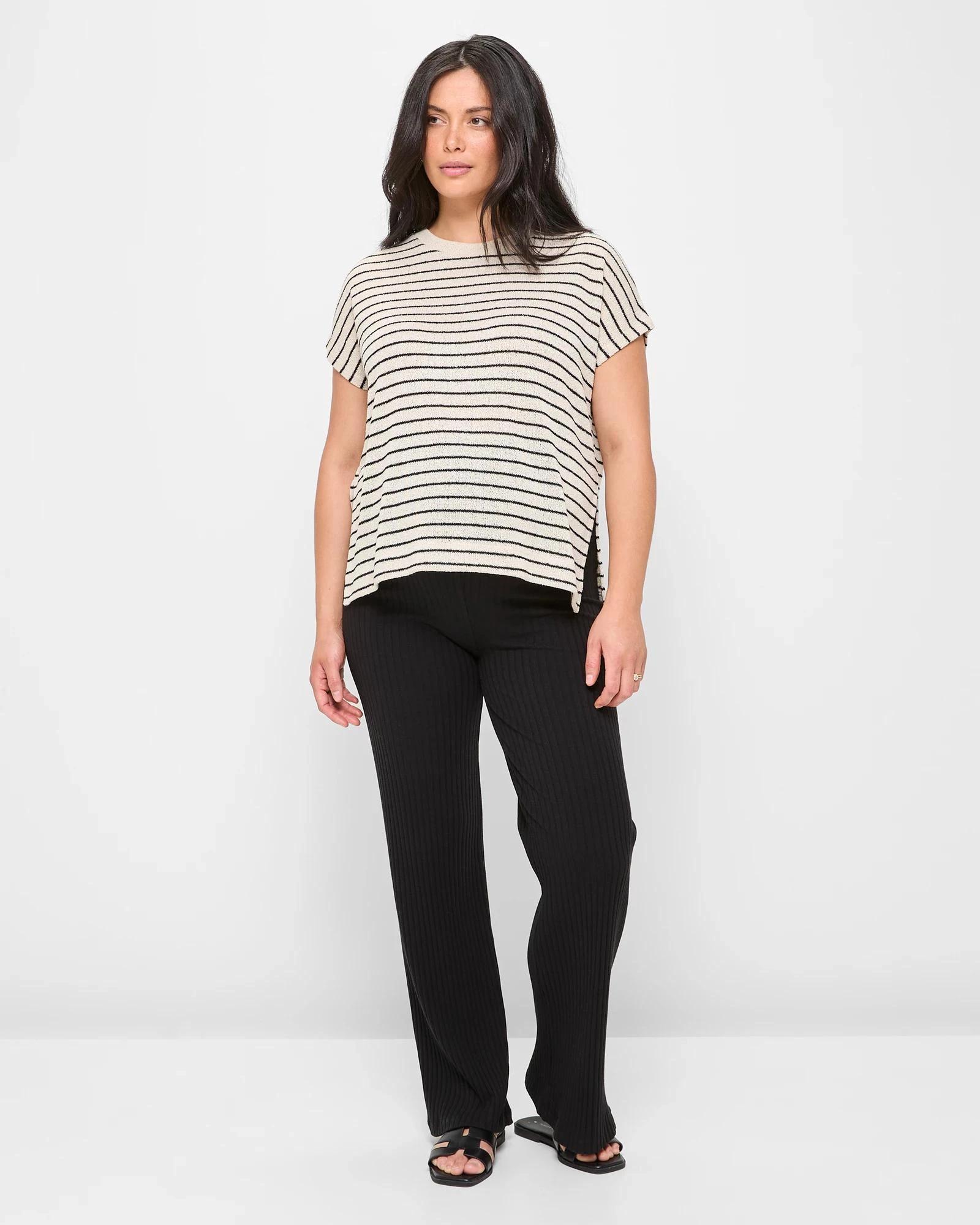 1 Target Maternity Over The Belly Rib Knit Lounge Pants BLACK, 1 of 5