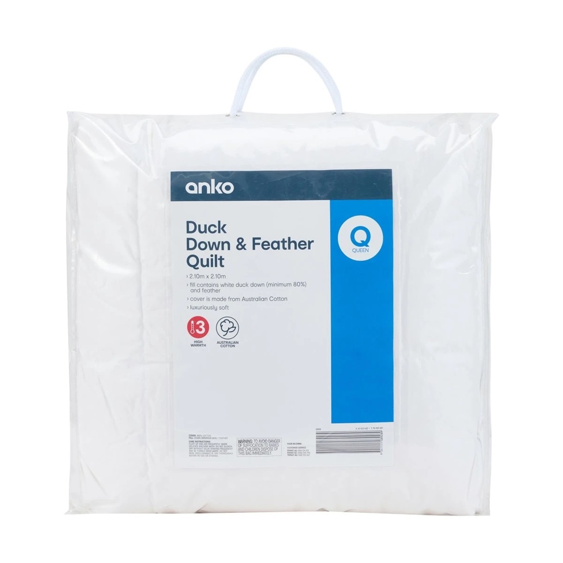 1 Duck Down and Feather Quilt - Queen Bed, White, 1 of 4