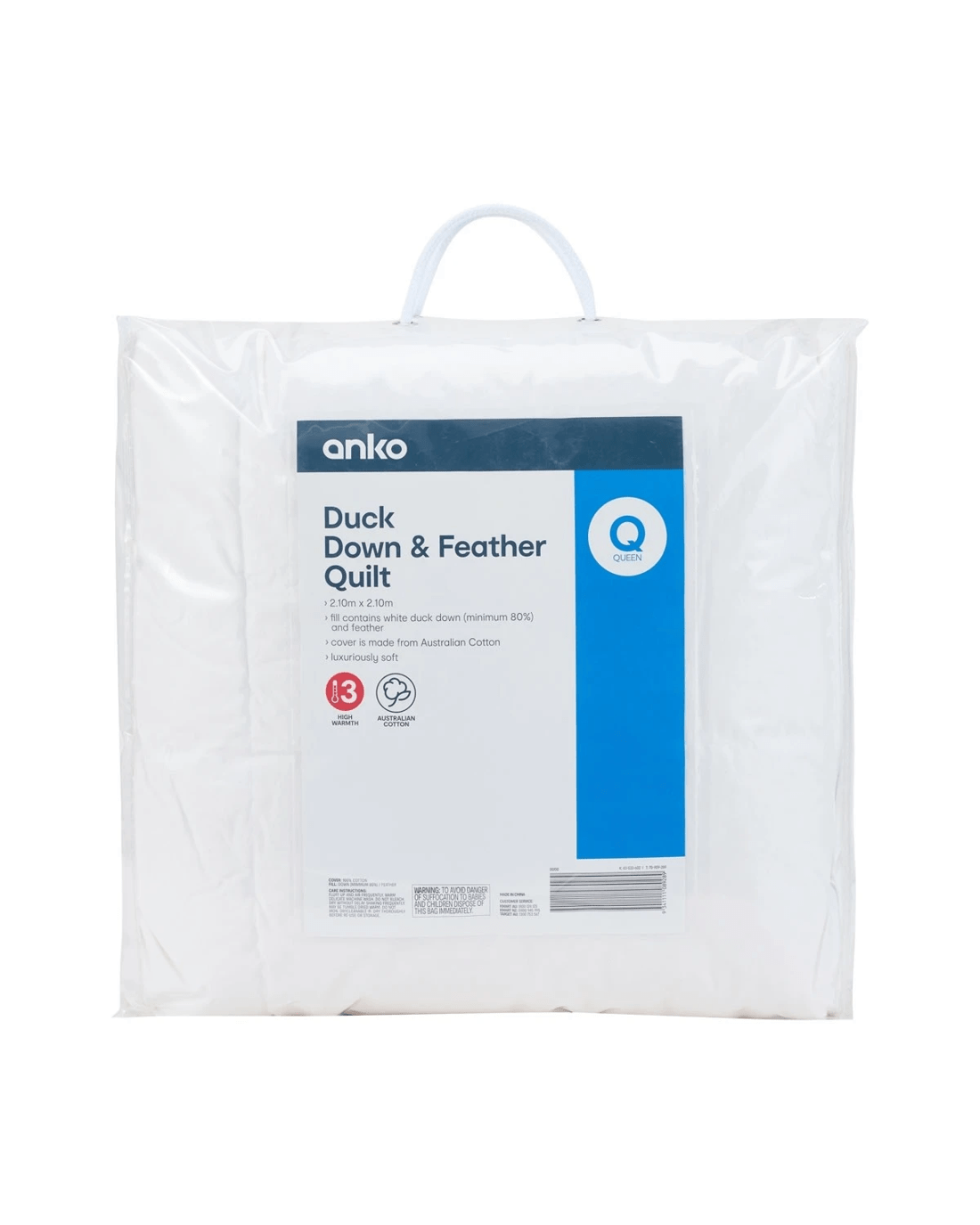 1 Duck Down and Feather Quilt - Queen Bed, White, 1 of 4