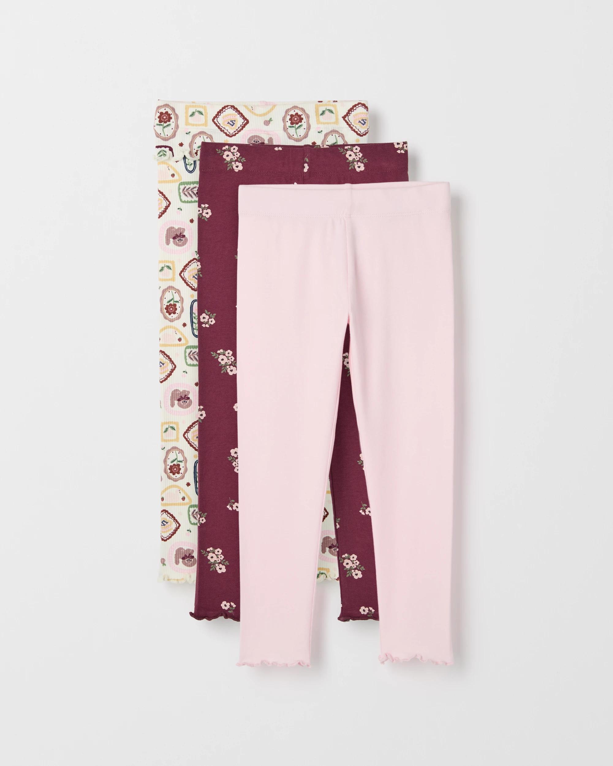 1 Target Kids Australian Cotton 3 Pack Leggings STAMP/DITSY/SOLID, 1 of 5