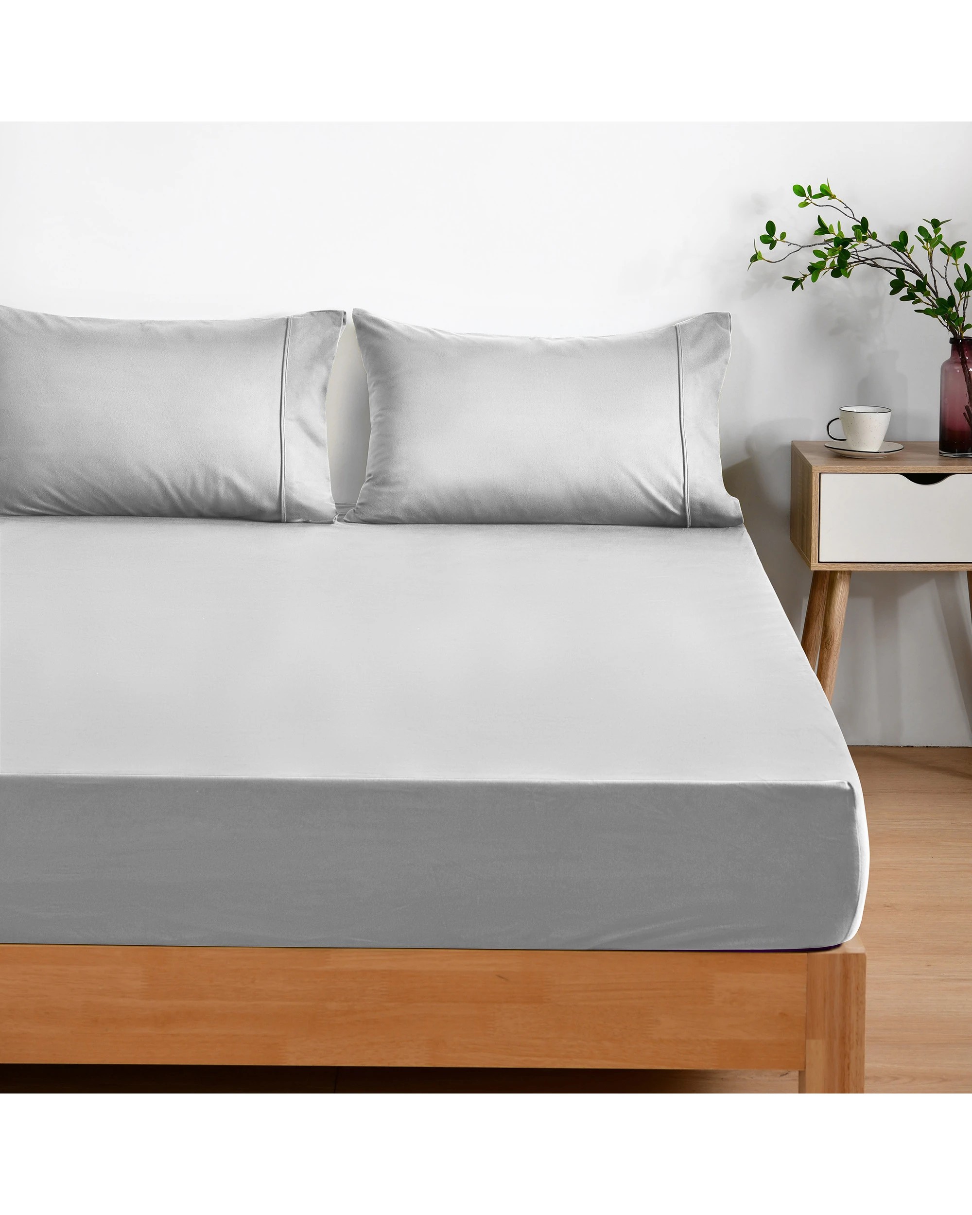 2 Dreamaker Micro Flannel Combo Fitted Sheet Set - Super King Bed - Silver, 2 of 6