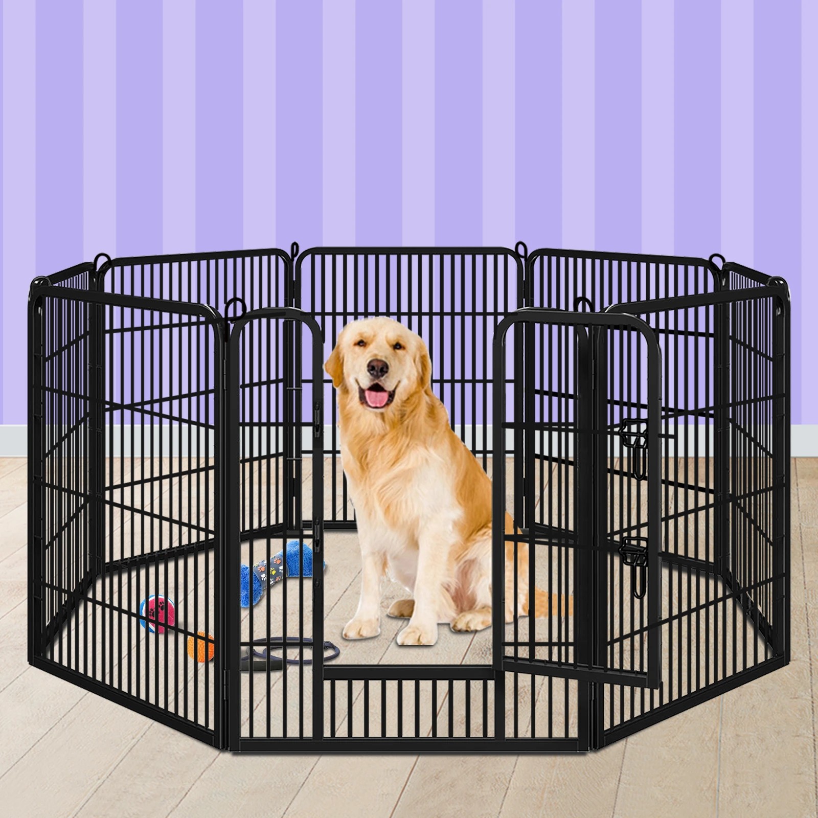2 Beastie Pet Playpen 32 Inch Large 8 Panel Fence Enclosure Dog Metal Exercise Pen - Black, 2 of 8
