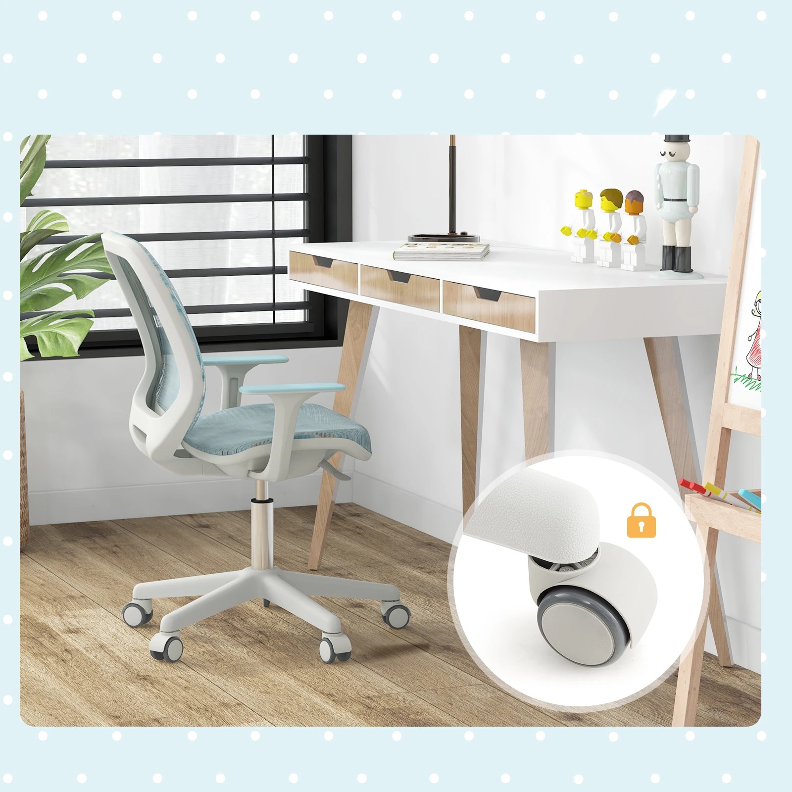 6 Costway Desk Chair Swivel Mesh Chair w/Adjustable Height - Blue, 6 of 6