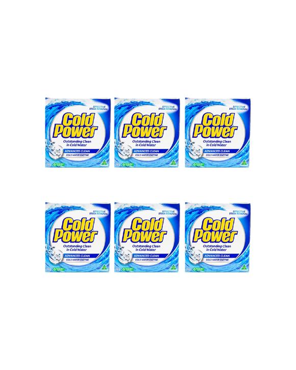 Cold Power 6PK Laundry Powder 2kg Advanced Clean Effective Stain Remover - Blue