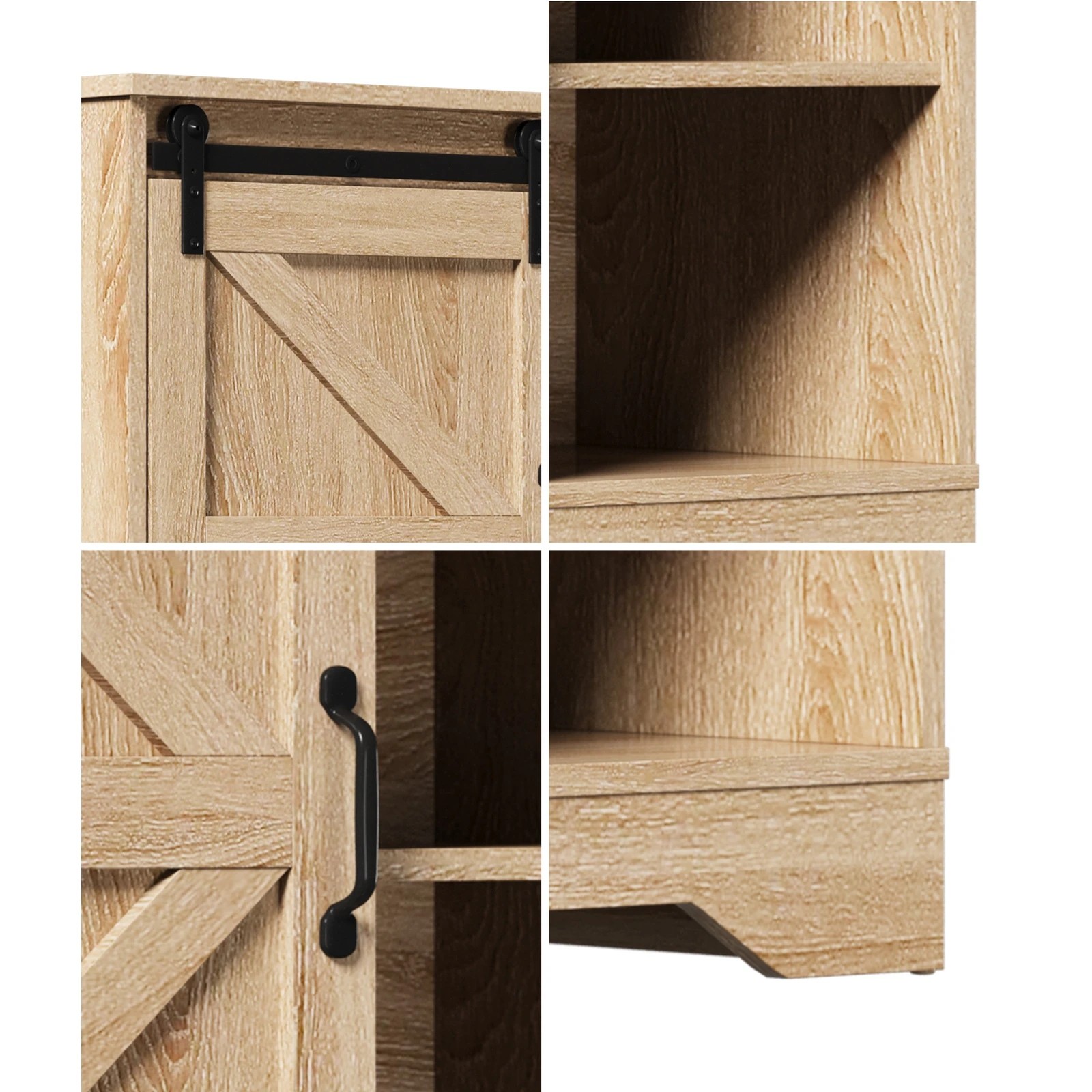 5 Oikiture 2x Buffet Sideboard Storage Cabinet Sliding Door - Natural, 5 of 9