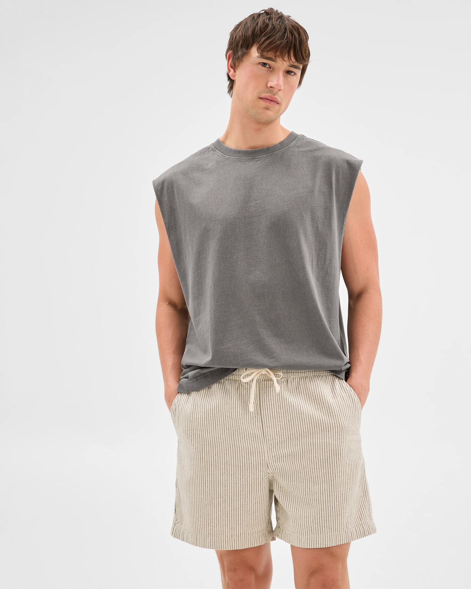 1 Denim Stripe Volley Shorts - Commons BLACK, 1 of 6