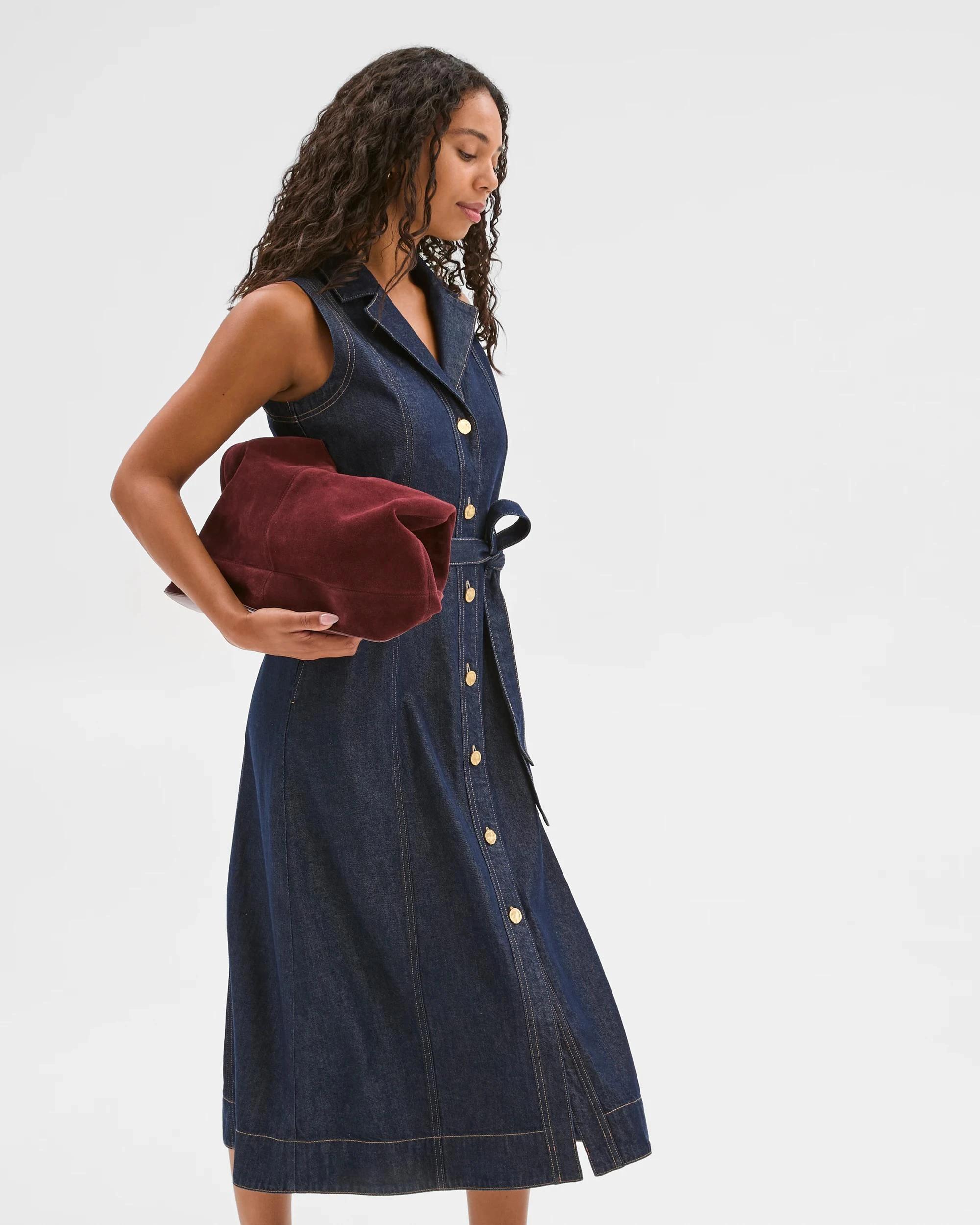 5 Target Denim Sleeveless Denim Belted Midi Shirt Dress RINSEWASH, 5 of 5