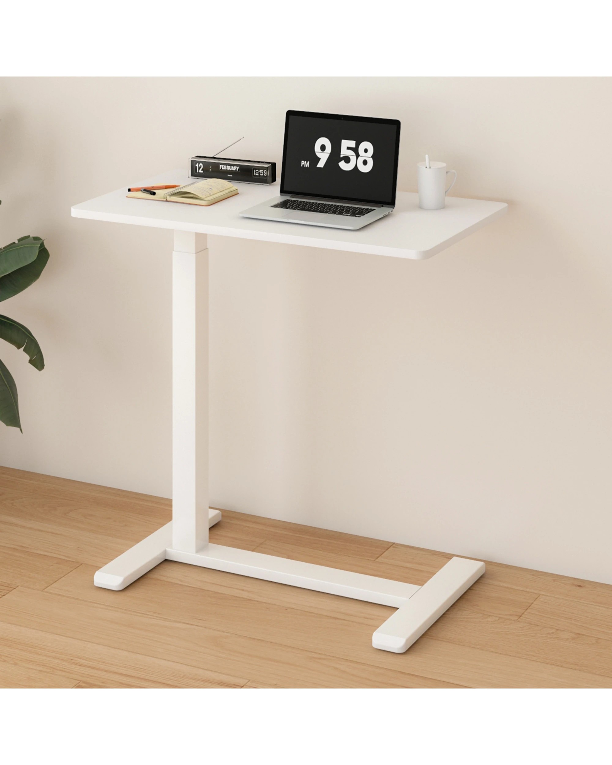 3 Advwin Mobile Standing Desk Pneumatic Height Adjustable Laptop Desk 70cm - White, 3 of 8