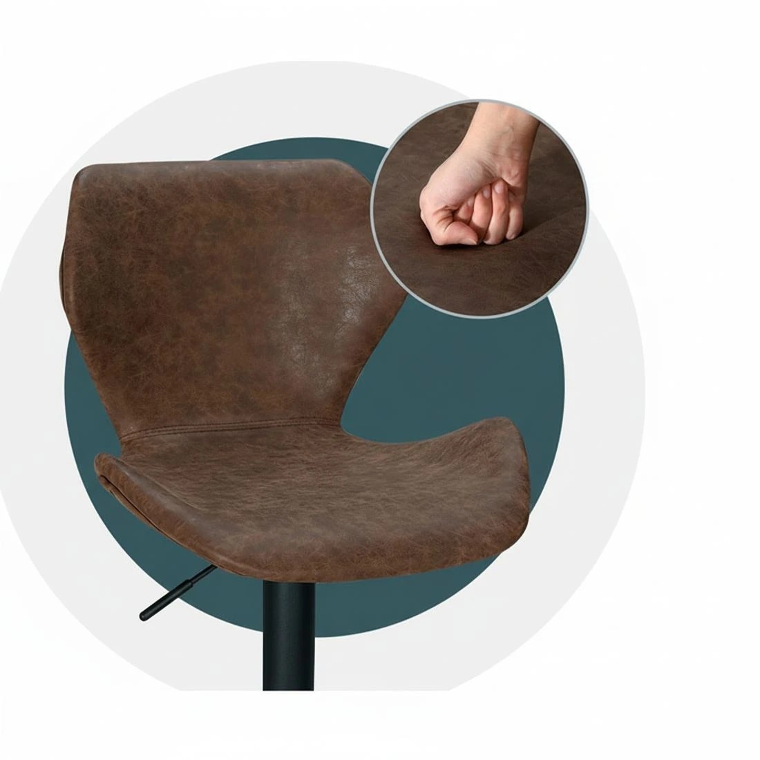 5 Artiss 2x Bar Stools Vintage Leather Gas Lift - Brown, 5 of 5