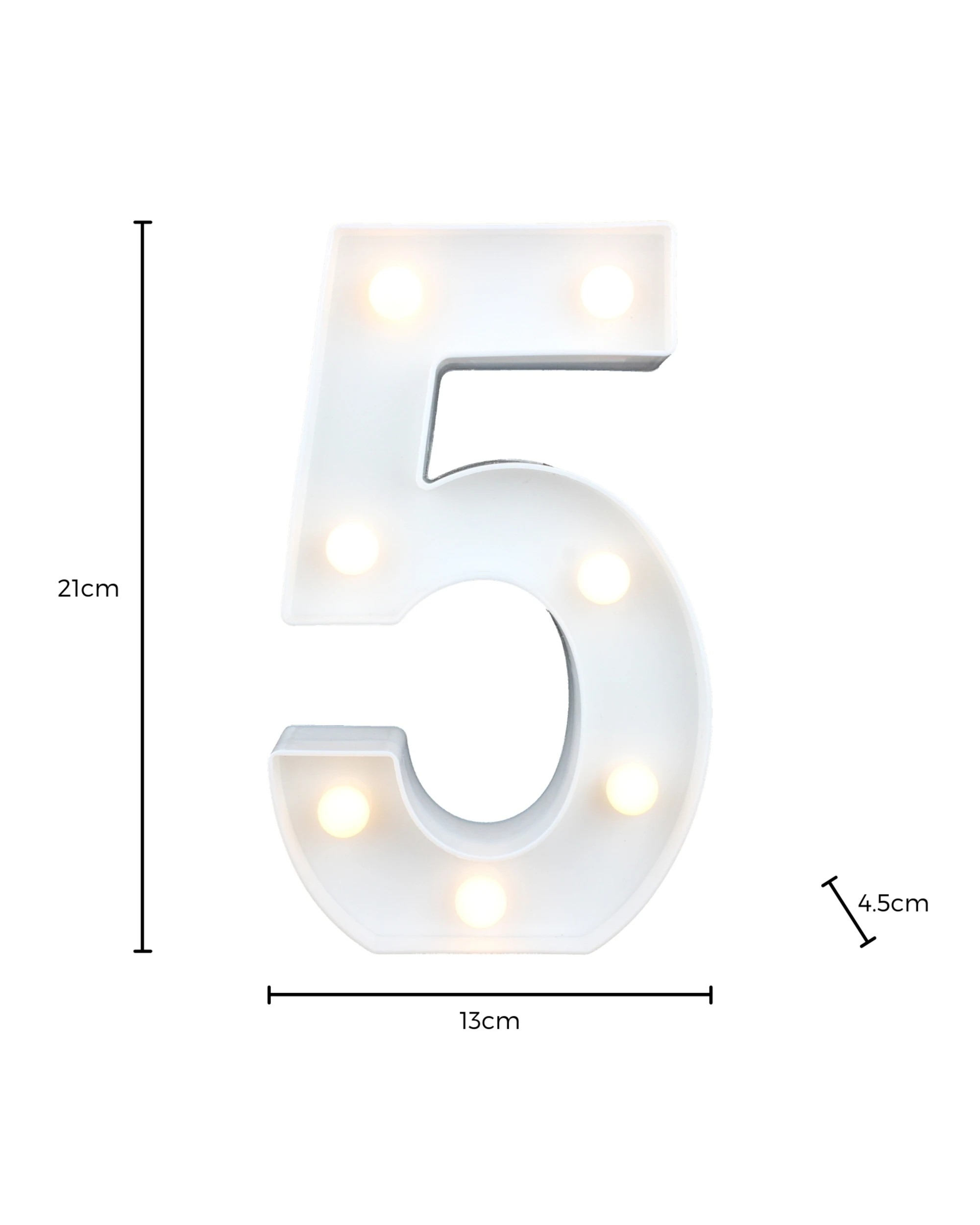 3 Partyrama LED Light Up Number 5 White, 3 of 3