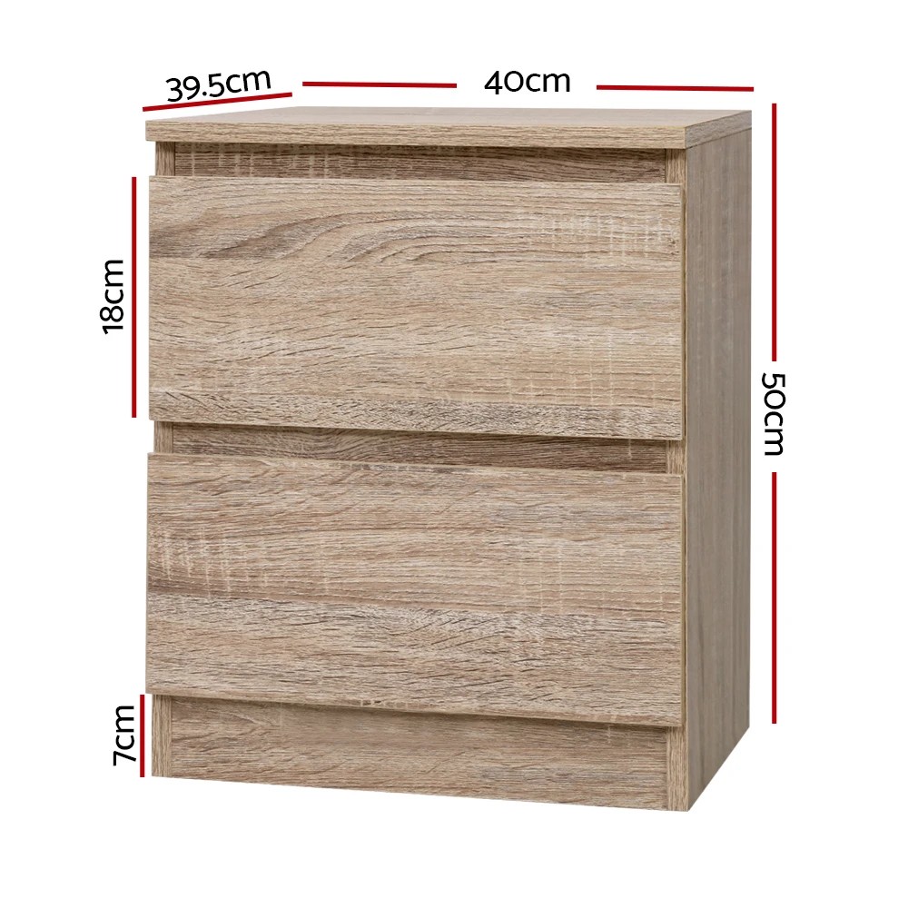 2 Artiss 2x Bedside Table 2 Drawers - Natural, 2 of 5