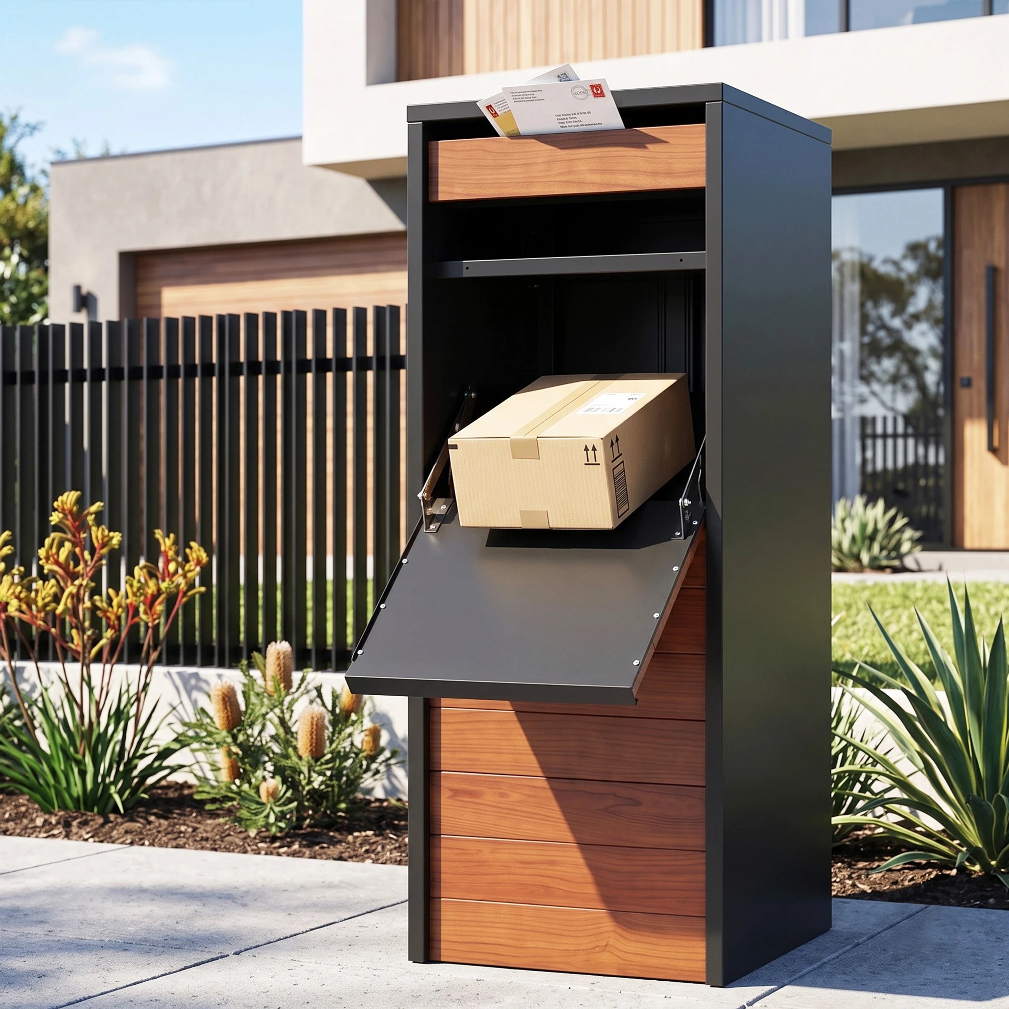 8 Gardeon Parcel Letterbox Drop Box Package with Lock - Natural, 8 of 8