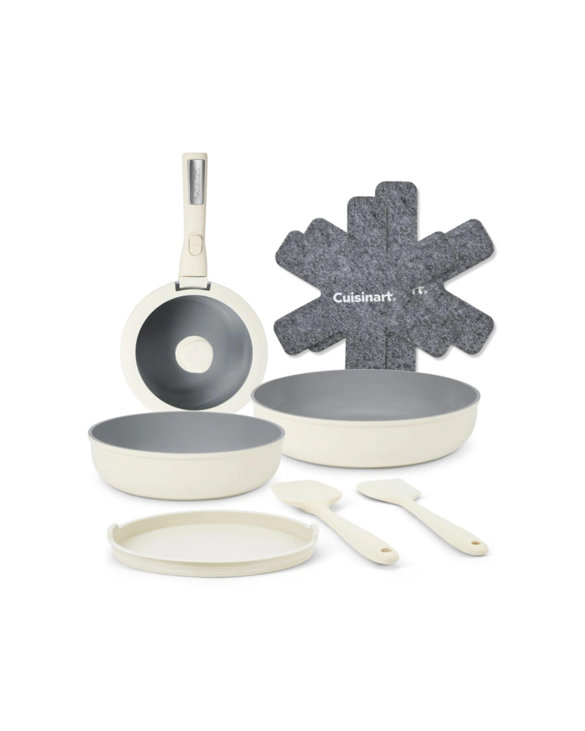 1 Cuisinart 10pc ClickSmart Nonstick Detachable Handle Cookware Set Taupe - Beige, 1 of 2