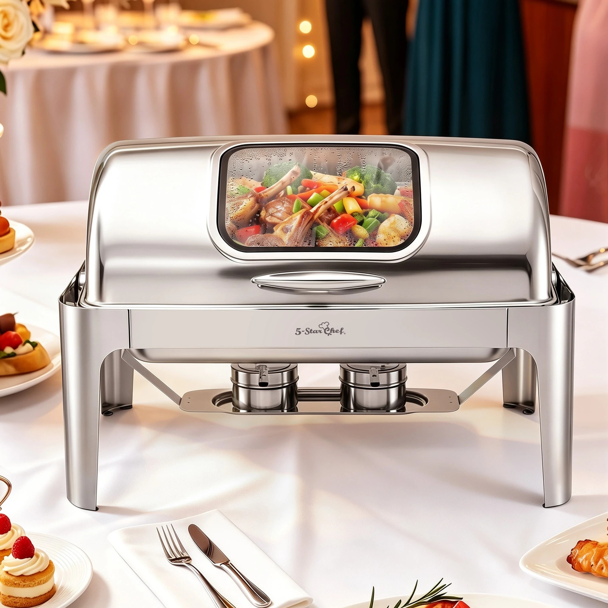 7 5-Star Chef 9L Chafing Dish Buffet Warmer Food Warmer Catering Server - Silver, 7 of 10
