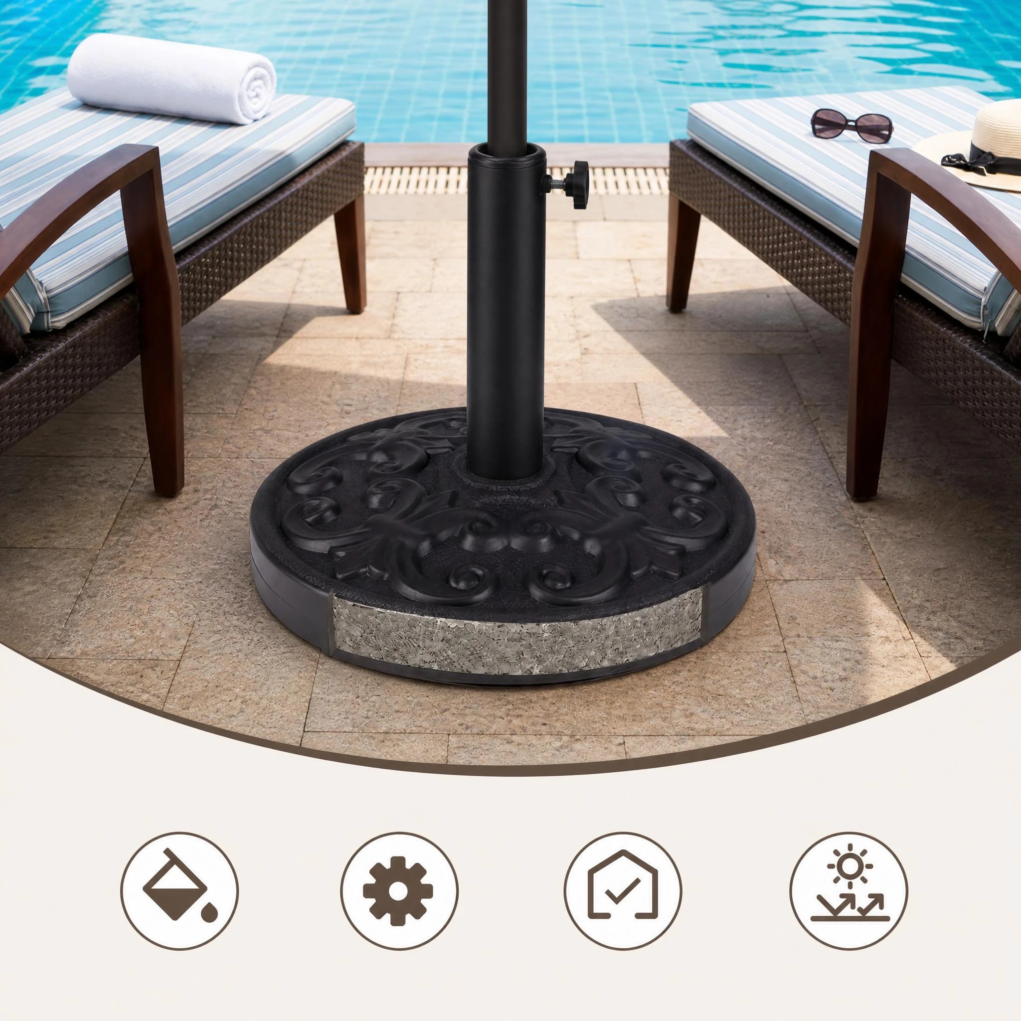 7 Costway Concrete Patio Umbrella Base 12kg Round Weighted Stand Parasol Holder, 7 of 7