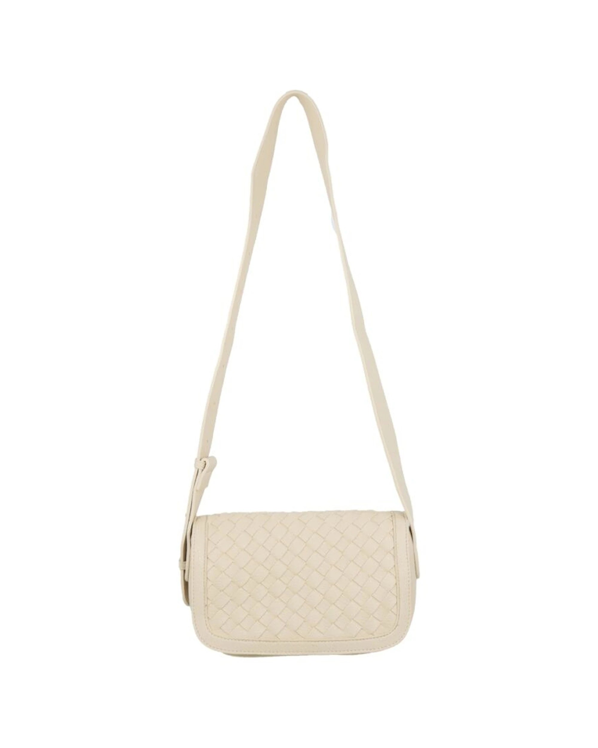 1 Wicked Sista Sierra Woven Handbag Crossbody Adjustable Strap Button Flap Cream - Beige, 1 of 3