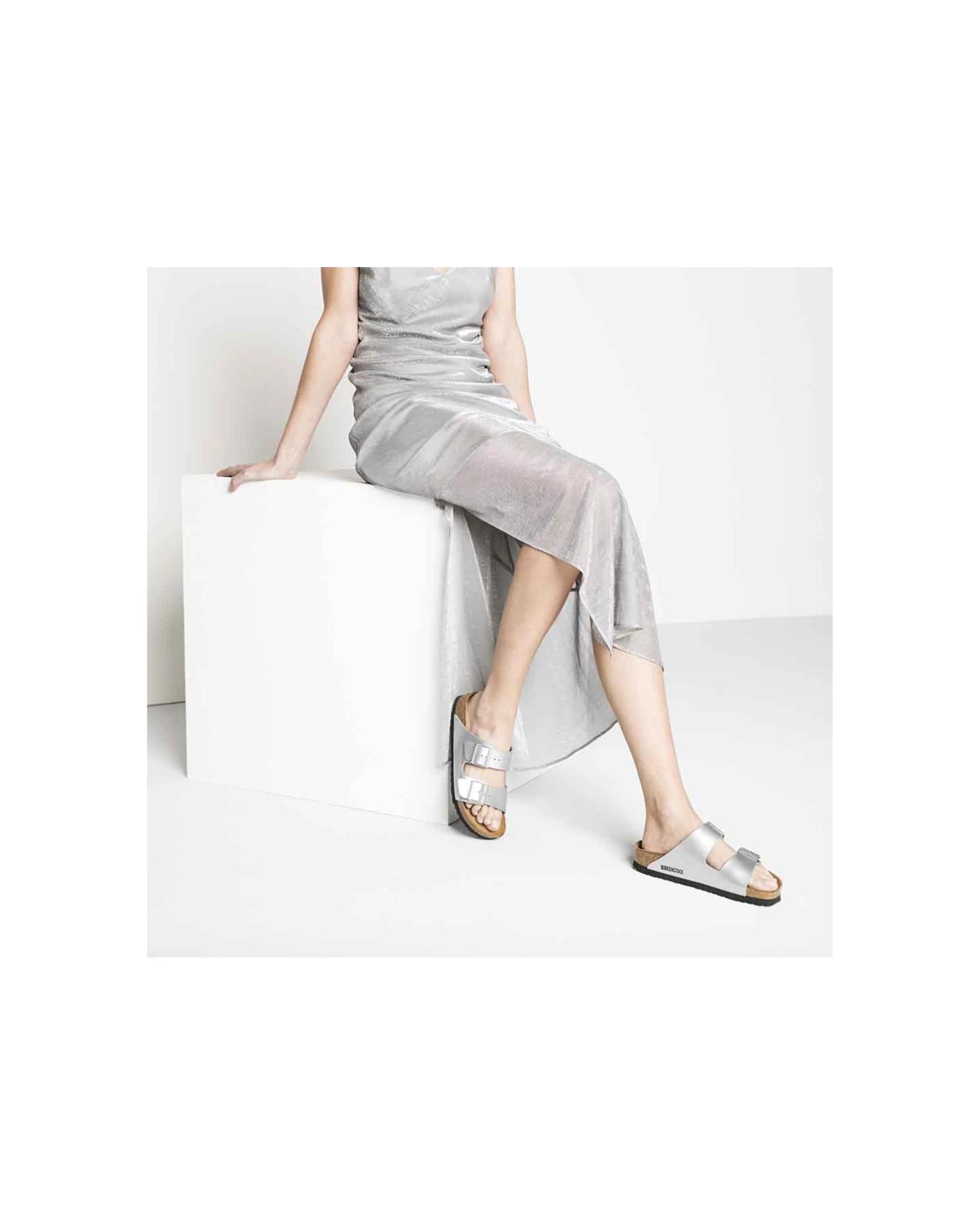 6 Birkenstock Arizona Birko-Flor Sandals Narrow Width SILVER, 6 of 6