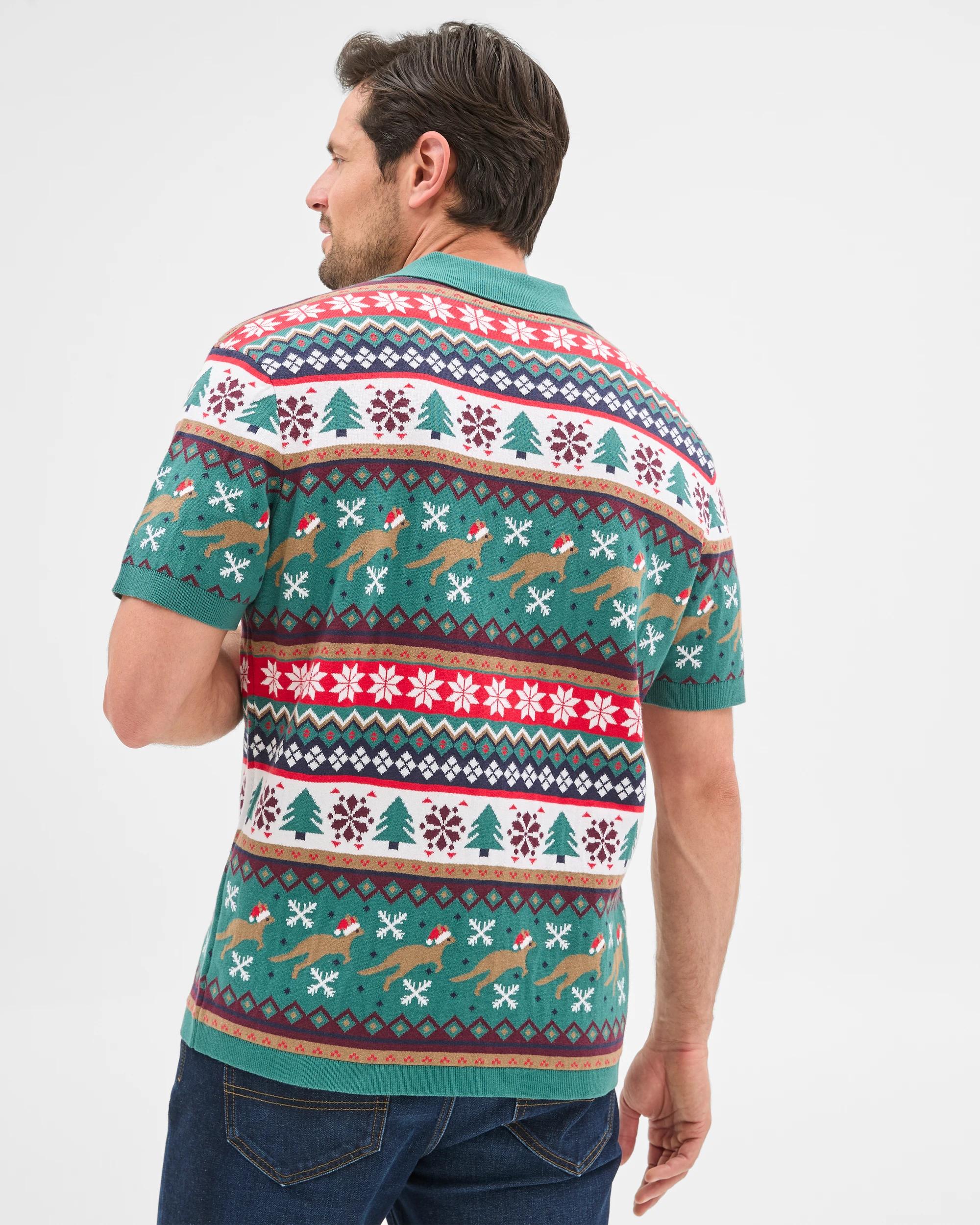 4 Target Australian Cotton Christmas Fair Isle Knit Shirt GREEN, 4 of 6