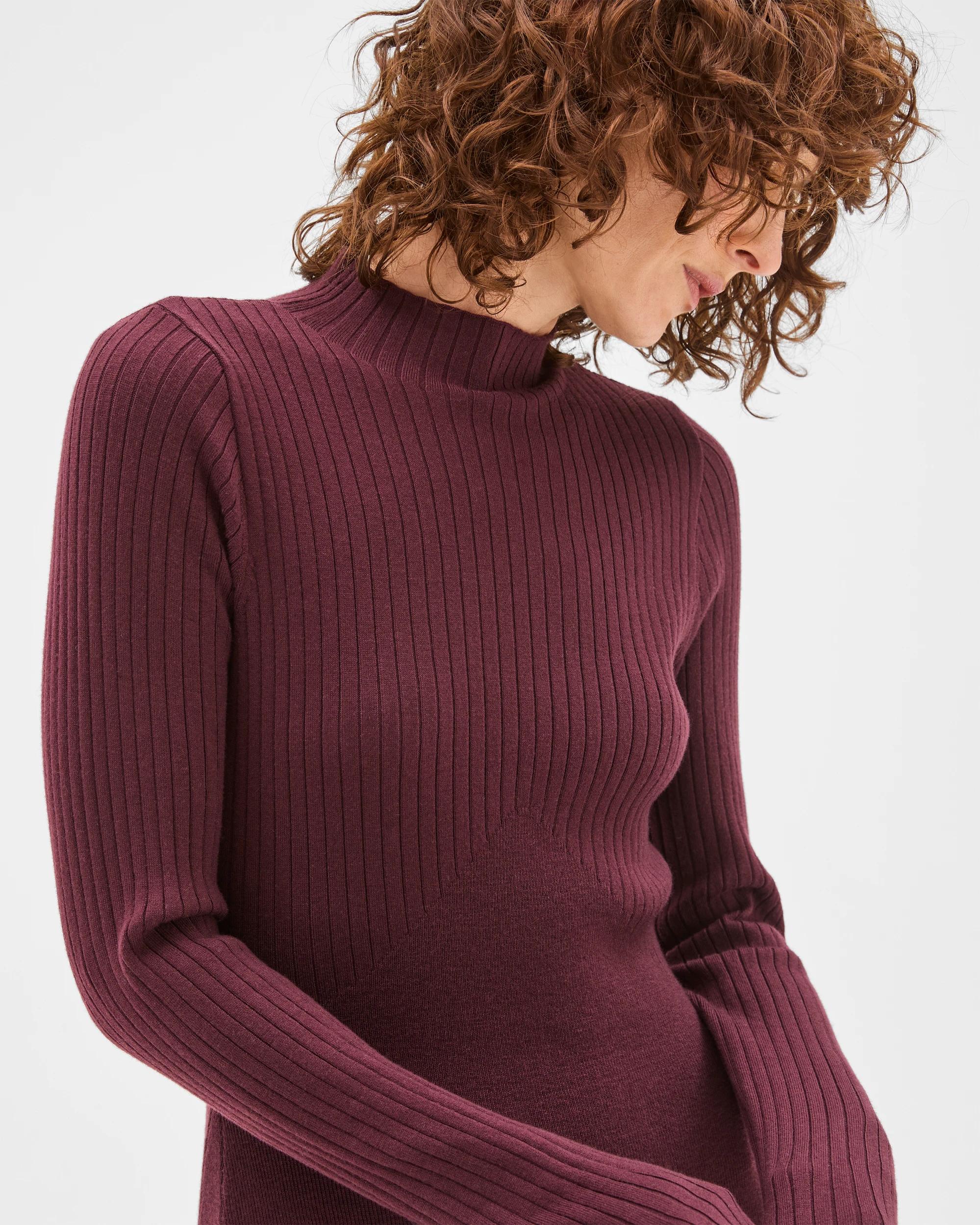 6 Preview Long Sleeve Rib Detail Knit Dress PINOT, 6 of 7