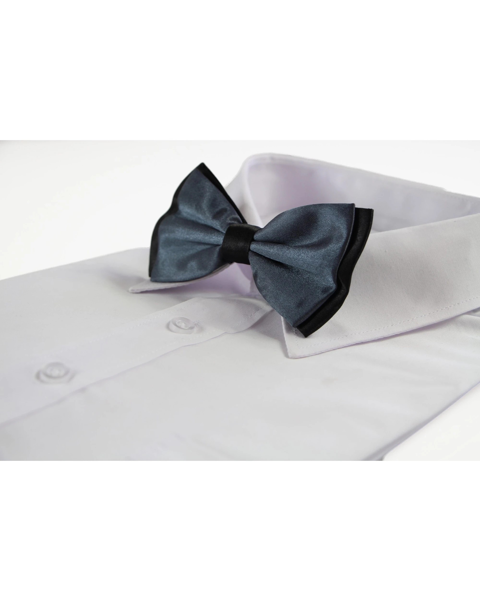 1 Zasel Mens Gunmetal Tow Tone Layered Bow Tie, 1 of 2