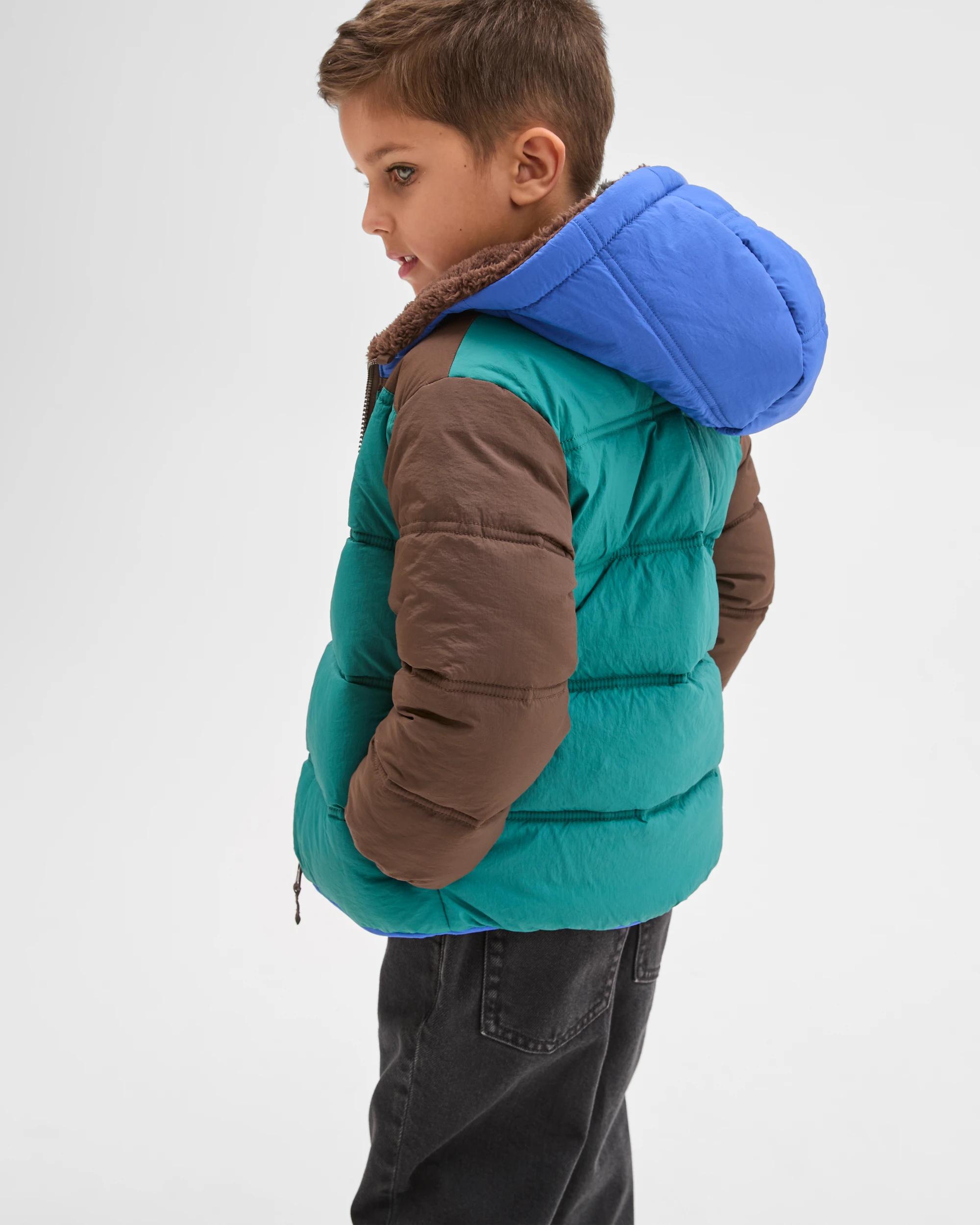 3 Target Kids Reversible Hooded Puffer Jacket BROWN/BLUE/GREEN, 3 of 7