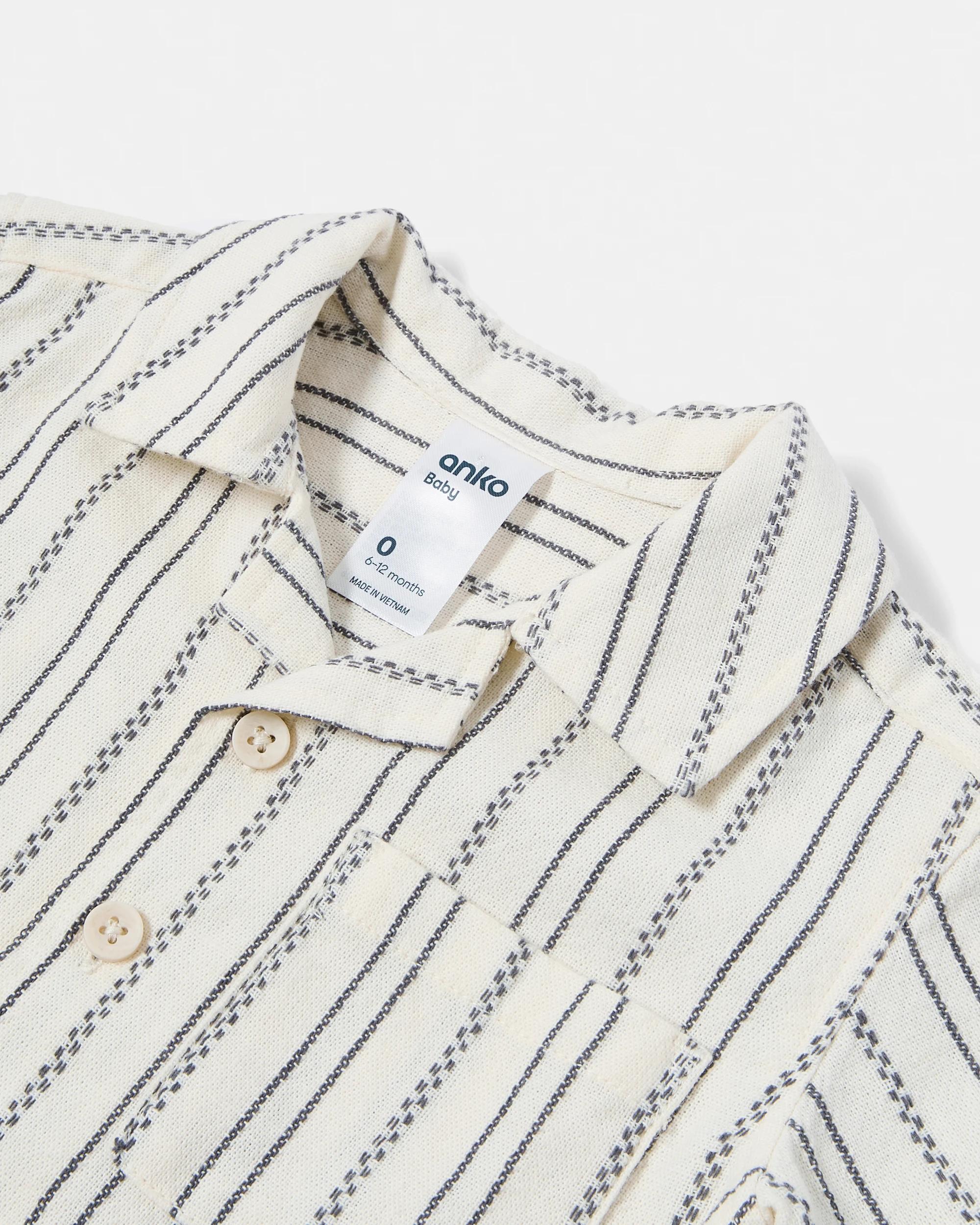 3 Short Sleeve Woven Shirt Blk Strp, 3 of 3