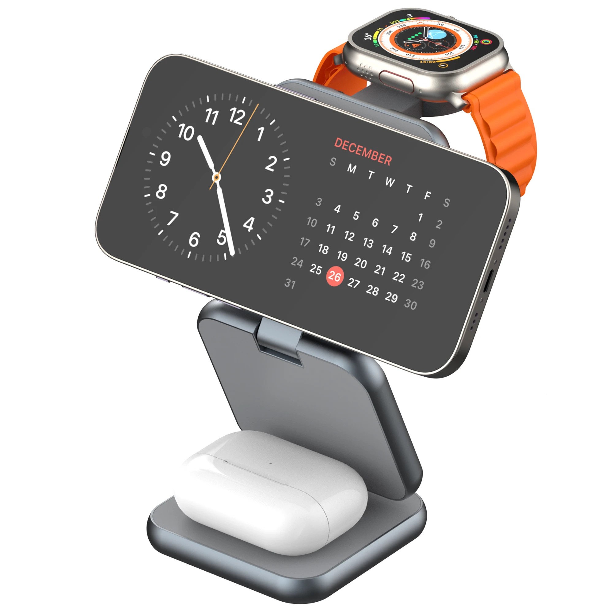 2 TODO 3 in 1 Wireless Phone Charger 15W Fast Charge Earphone Watch Magnetic Charge Stand, 2 of 4