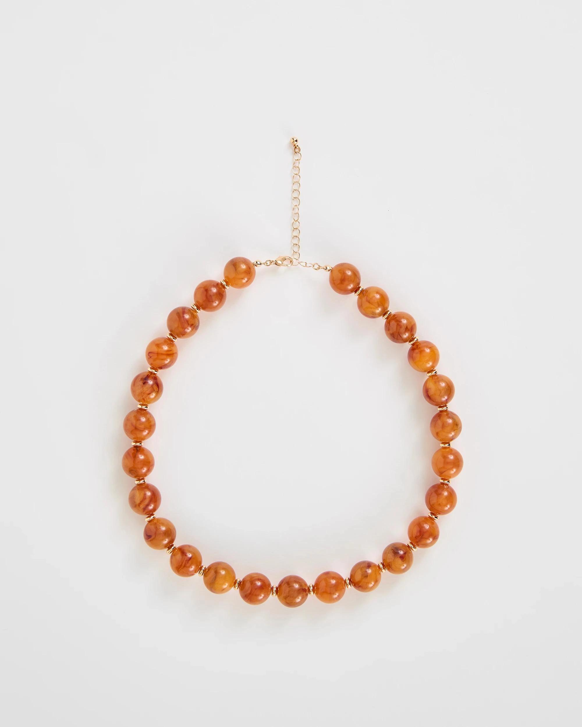 1 Target Woman Marble Look Beaded Necklace AMBER, 1 of 2
