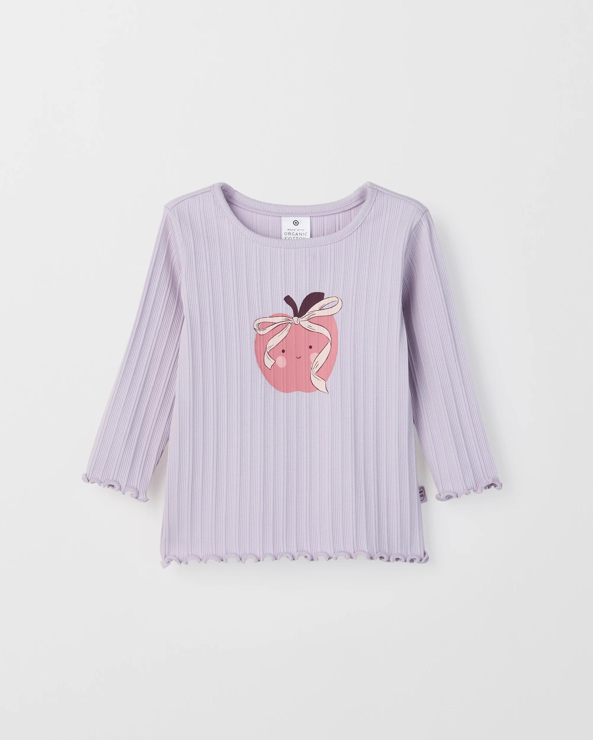 1 Target Baby Baby Organic Cotton Long Sleeve Rib T-Shirt APPLE BOW THISTLE, 1 of 1