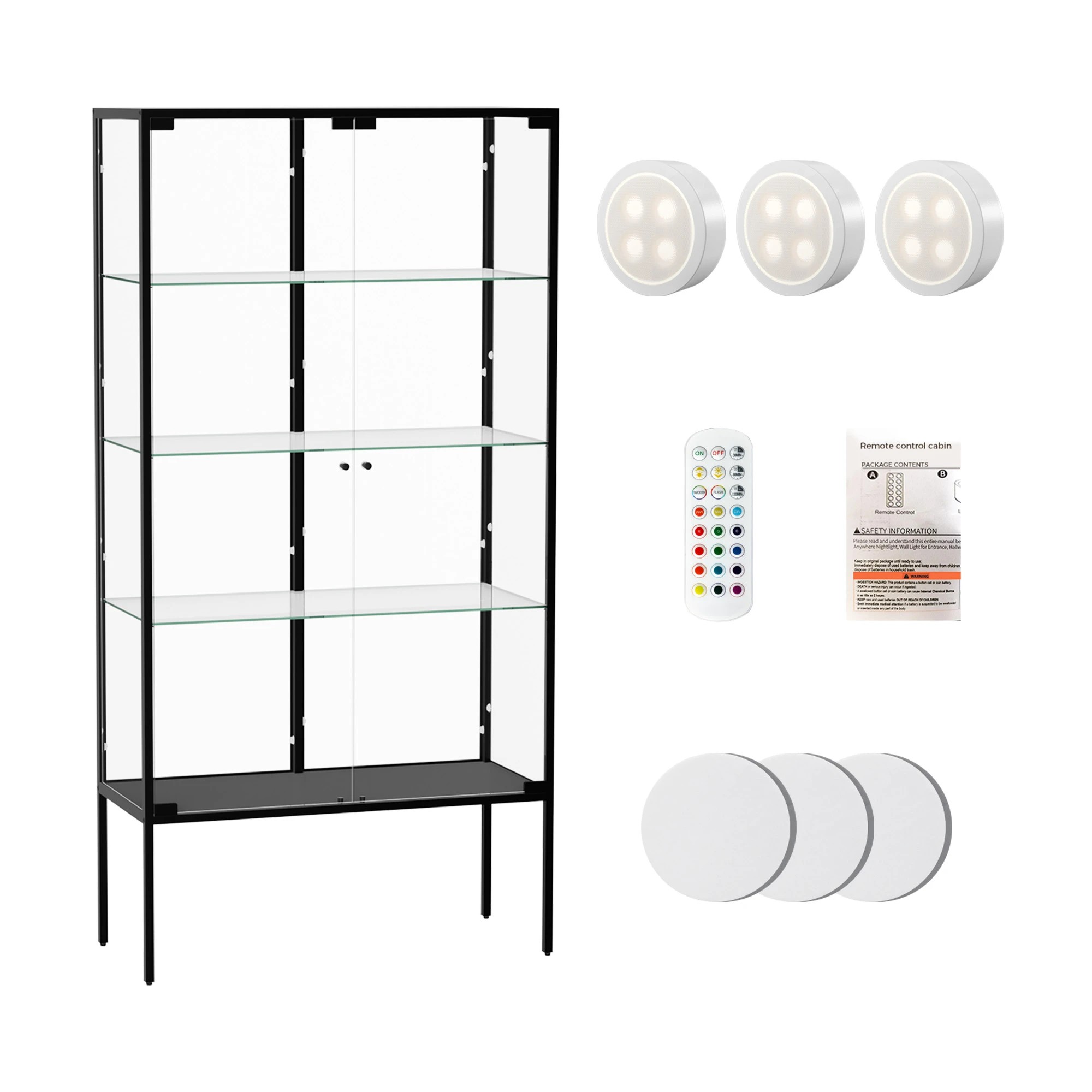 1 Stacked Tempered Glass LED Display Cabinet Steel Collections With RGB Light, 1 of 9