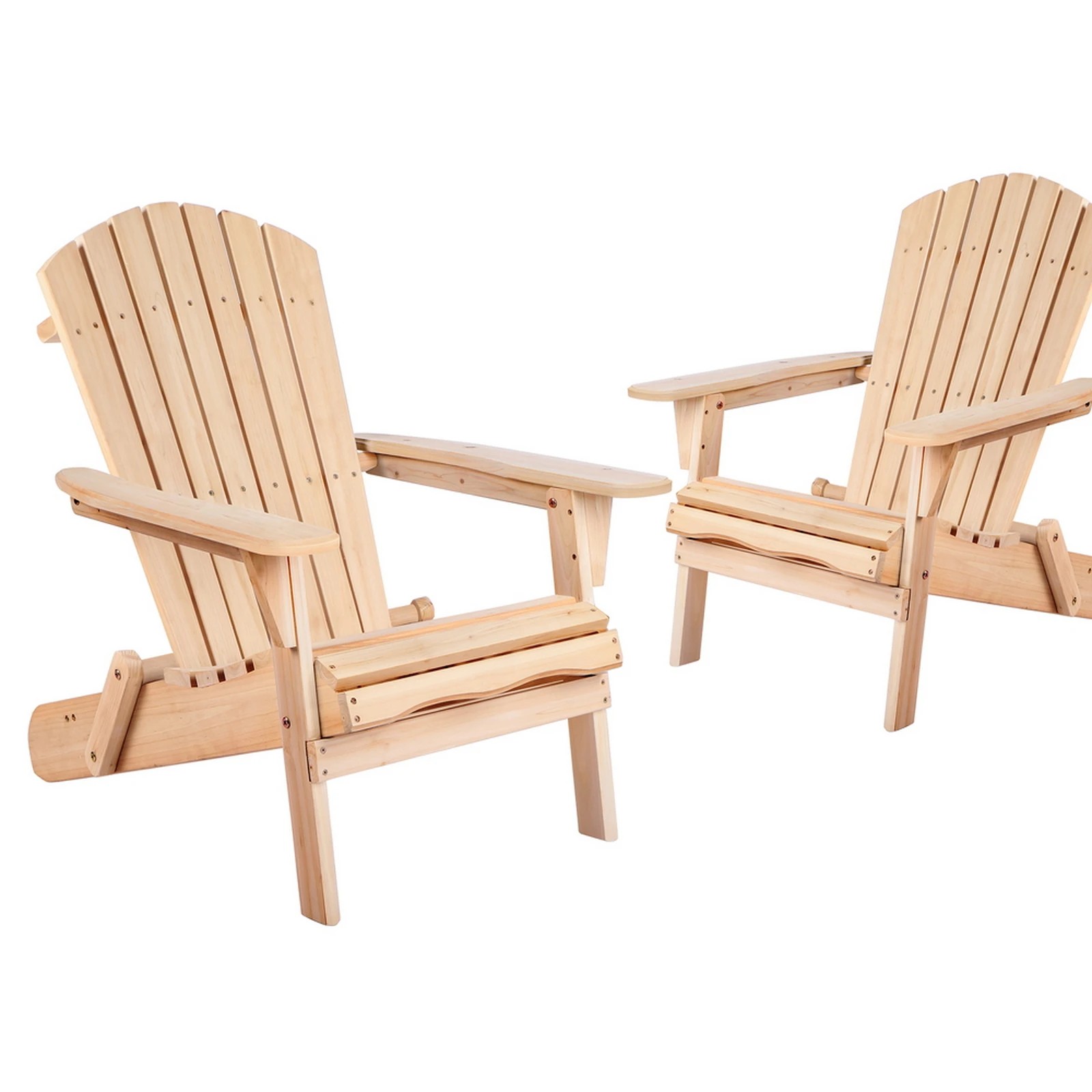 1 Alfordson 2x Outdoor Chairs Wooden Adirondack Patio Furniture Beach Garden - Natural, 1 of 9
