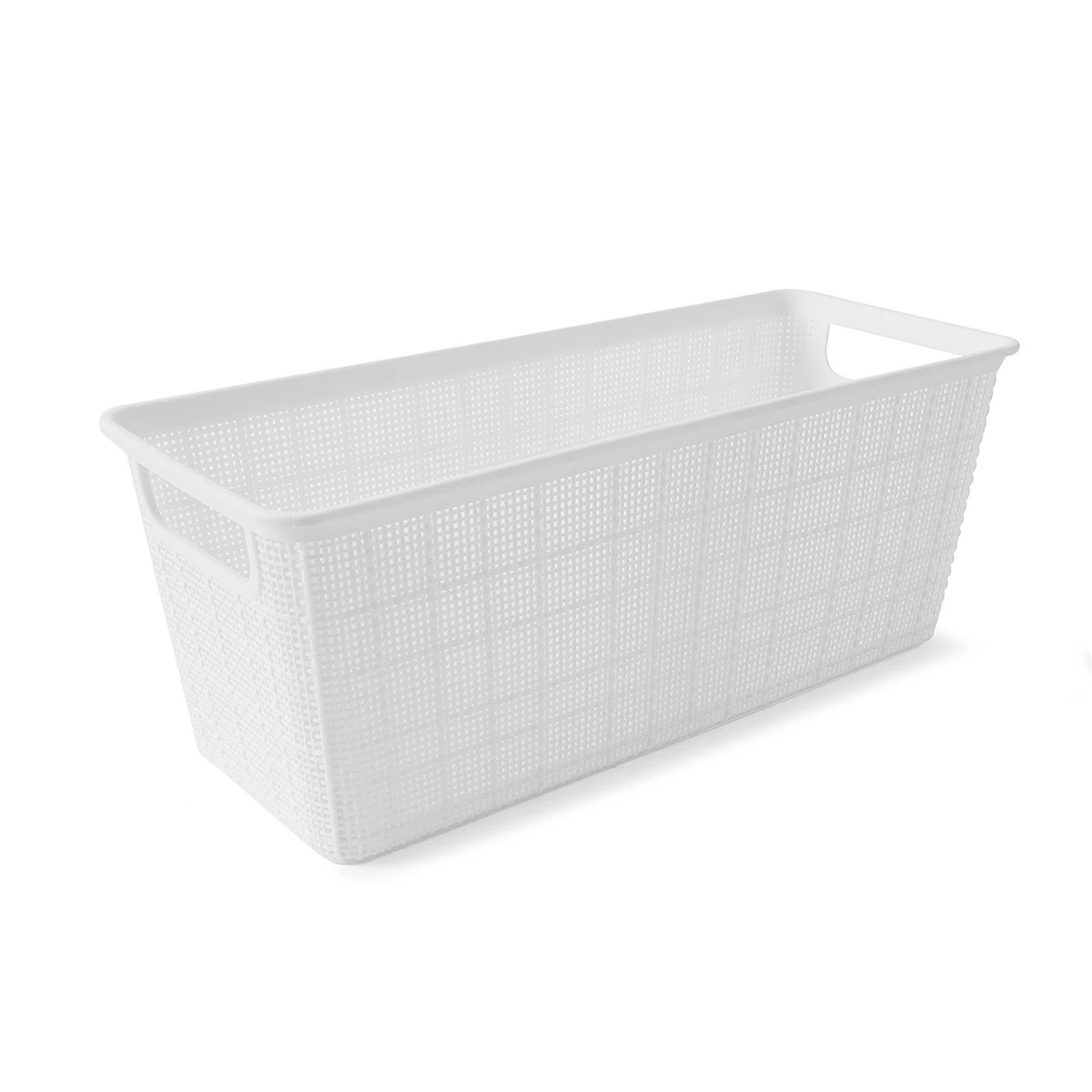 5 4.5L Linen Weave Rectangle Basket - White, 5 of 8