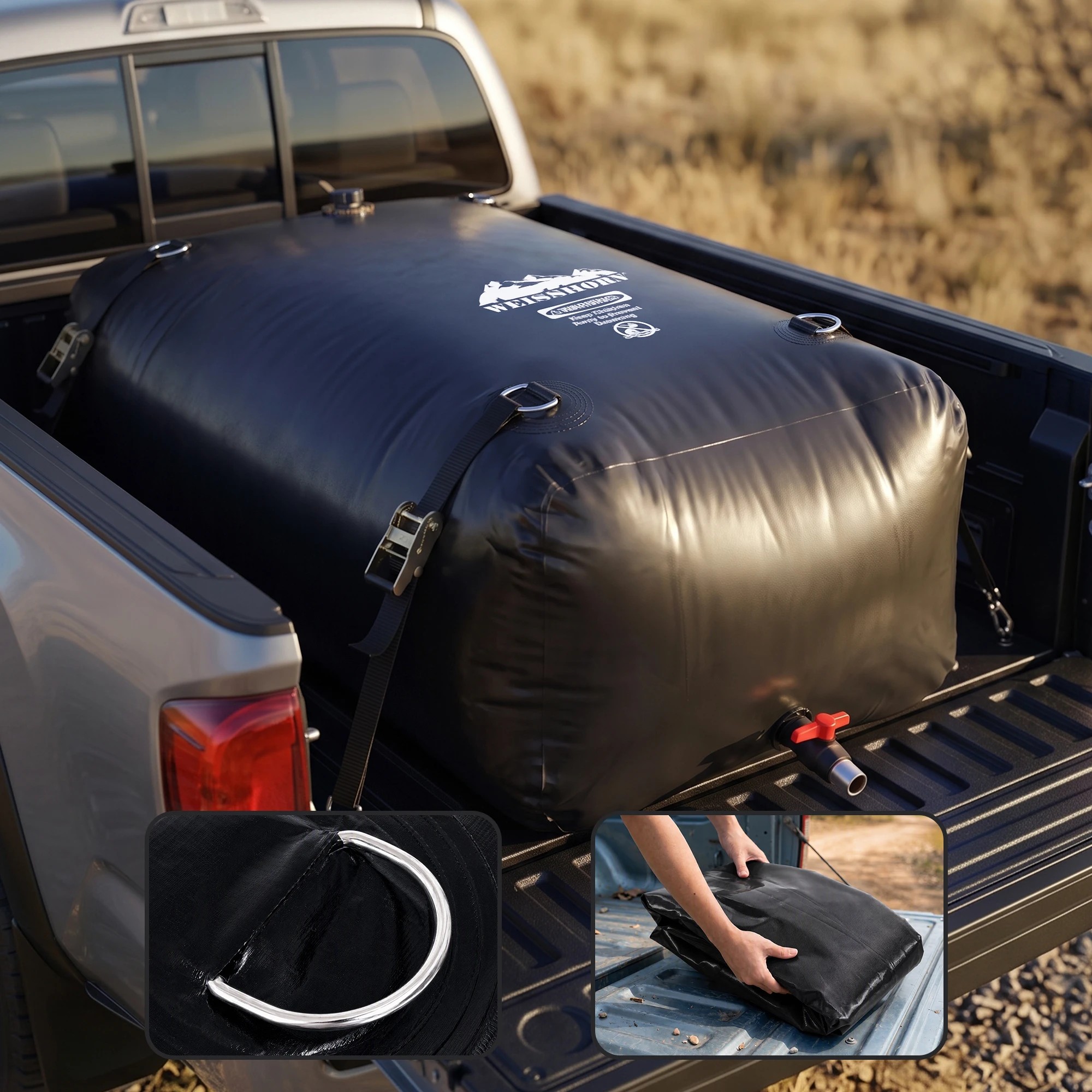 6 Weisshorn 1000L Water Bladder Bag Portable Large Storage Tank Container Camping Outdoor - Black, 6 of 9