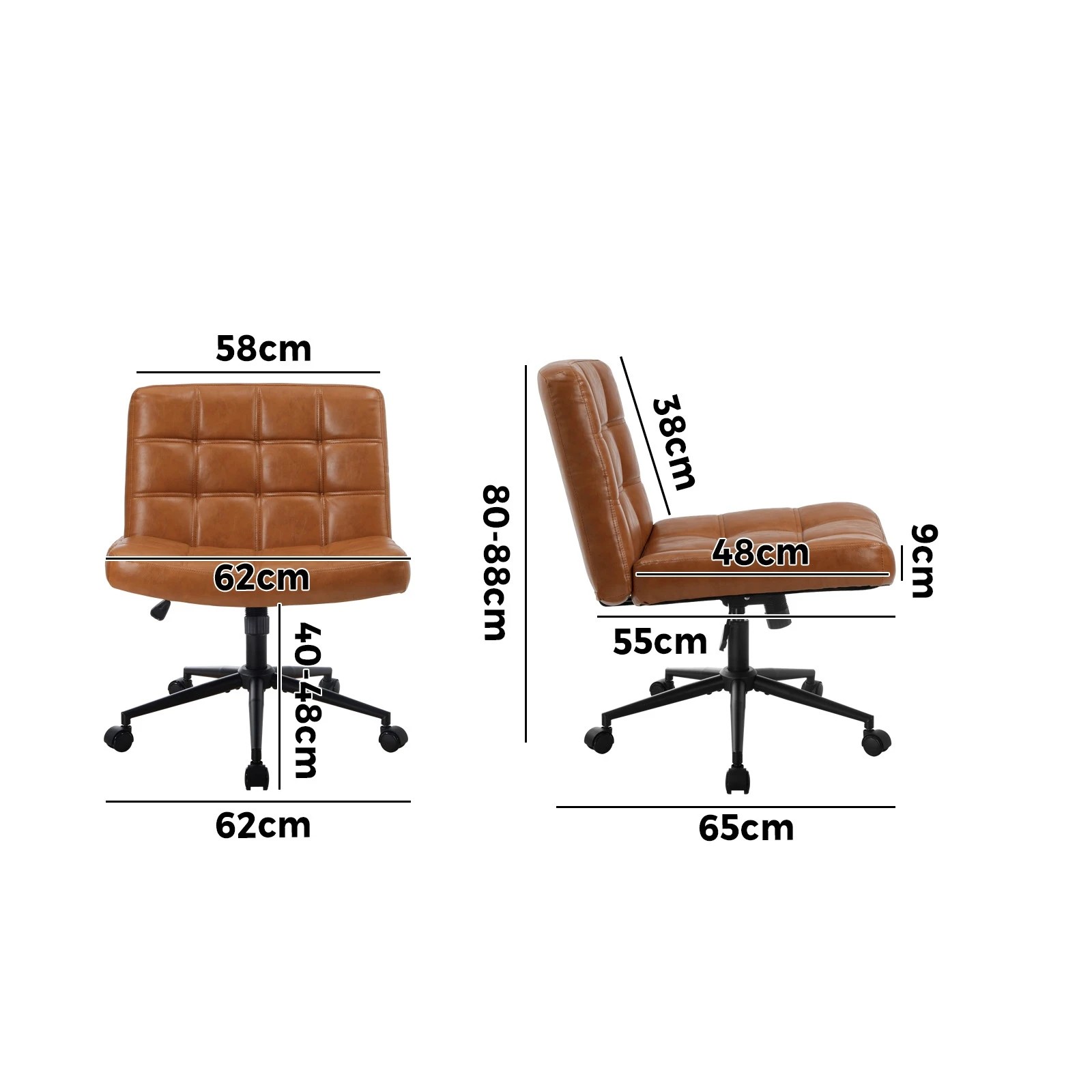 4 Oikiture Armless Office Desk Chair Faux Leather
 - Brown, 4 of 10