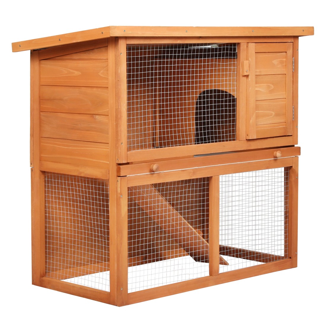 1 Pawz Wooden Rabbit Hutch Chicken Coop Large 2 Storey, 1 of 2