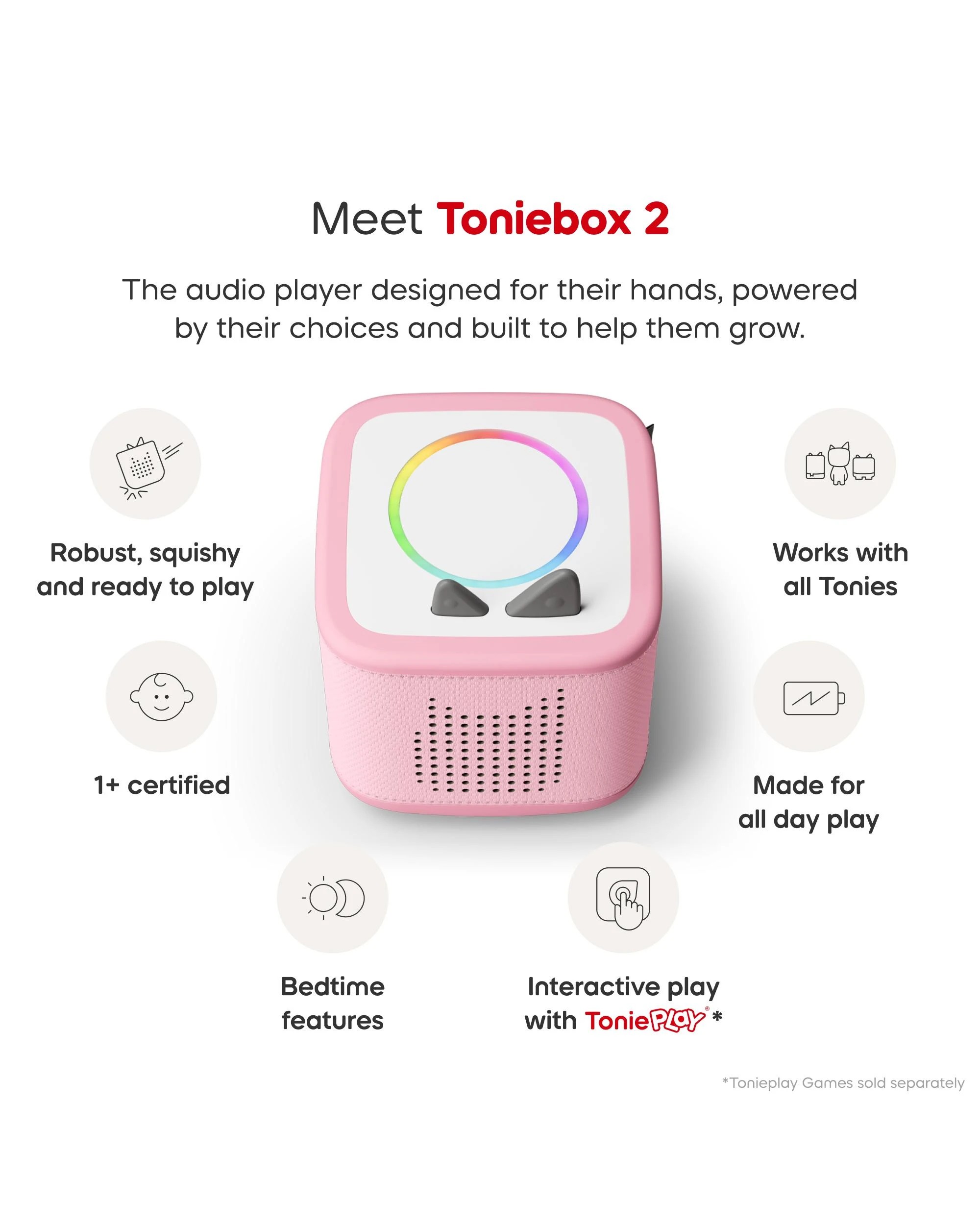 4 Tonies - Toniebox 2 Starter Set with Creative Tonie Rubie - Cloud - Pink, 4 of 6