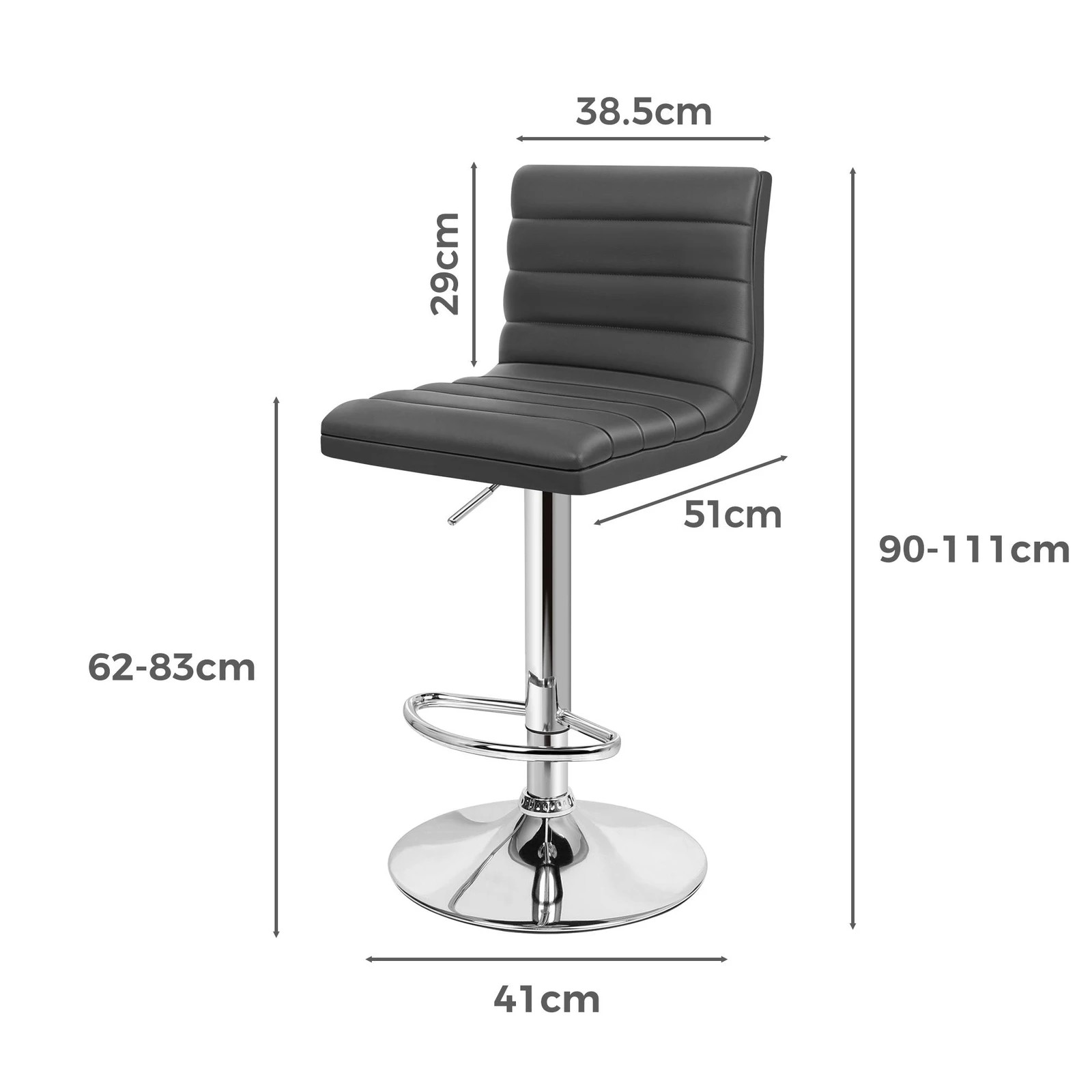 6 Alfordson 4x Bar Stools Ruel Kitchen Swivel Chair Leather Gas Lift - Grey, 6 of 7