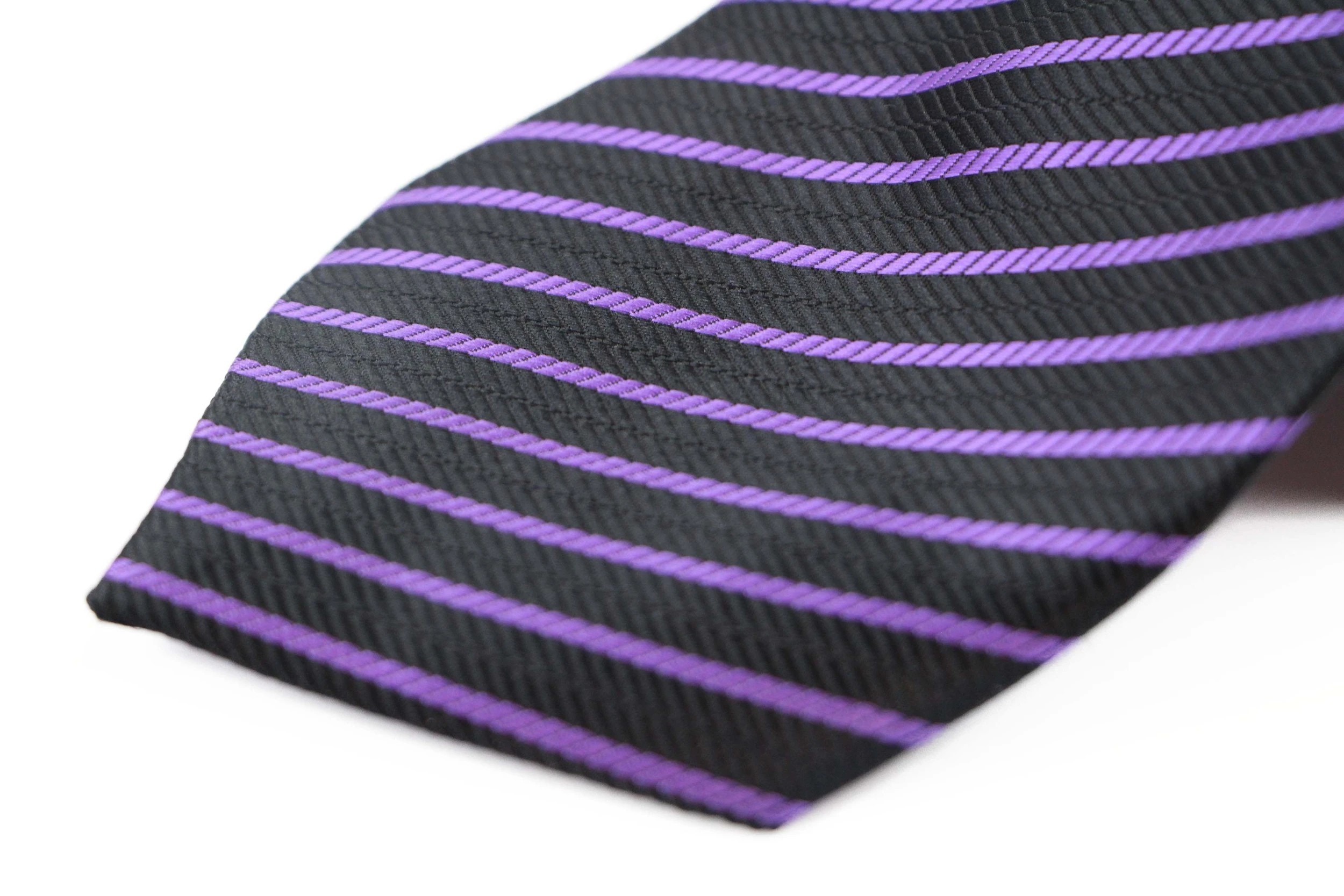 3 Zasel Mens Black & Purple Striped 8cm Patterned Neck Tie - Multi, 3 of 3