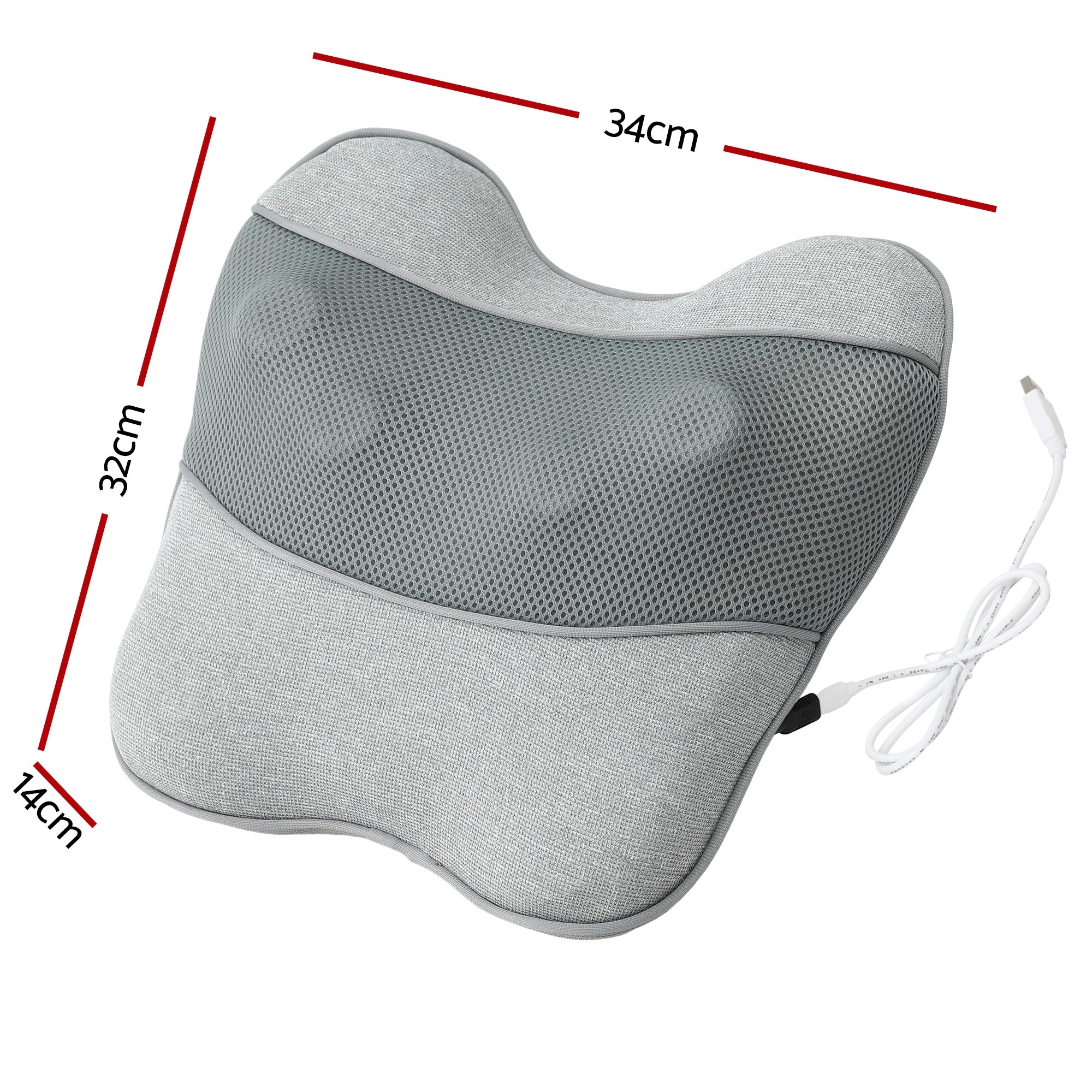 2 Livemor USB Back Massager with Heat, Neck & Shoulder Massage Pillow for Pain Relief - Grey, 2 of 7