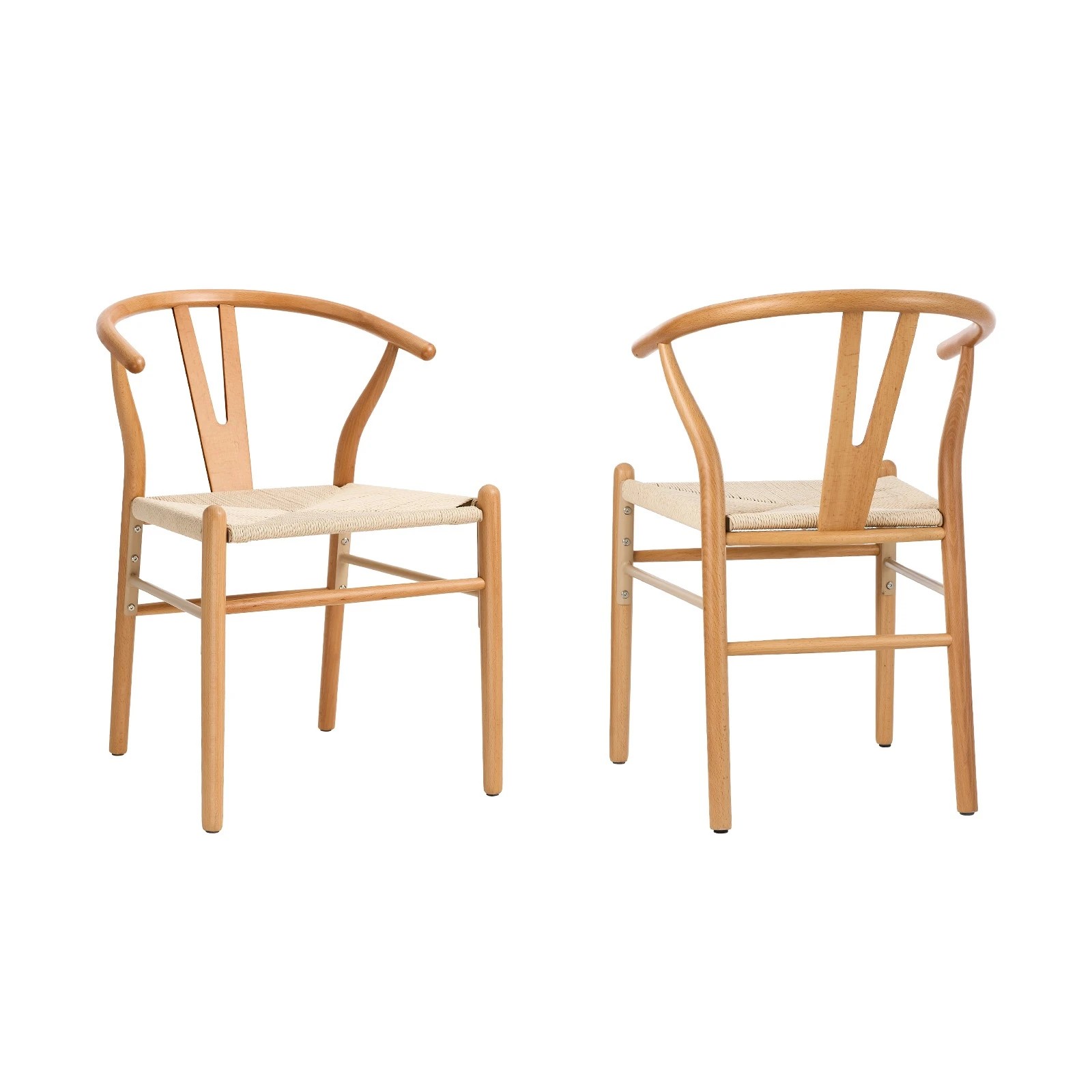 1 Oikiture Set Of 2 Wooden Dining Chair Cafe Lounge Seat Wishbone Shaped Chair
 - Natural, 1 of 10