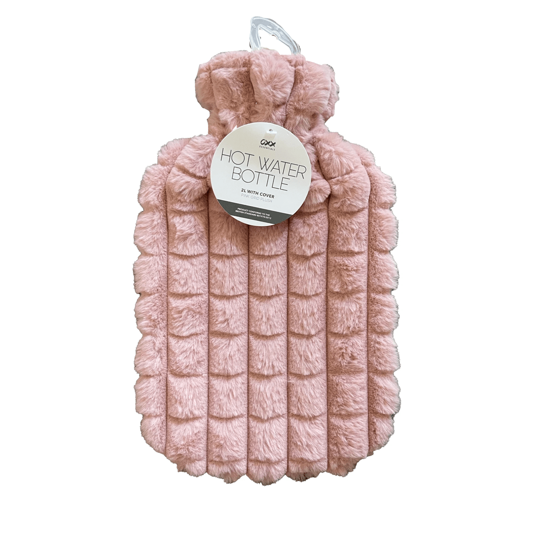 2 2L OXX Essentials Hot Water Bottle with Pink Grid Plush Cover, 2 of 2