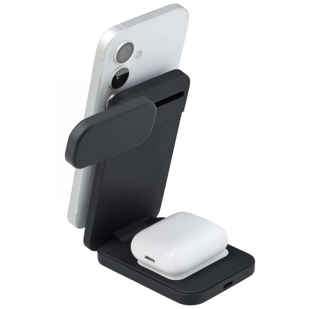 2 Otto On The Go Foldable 3 in 1 Wireless Charging Stand Black, 2 of 7