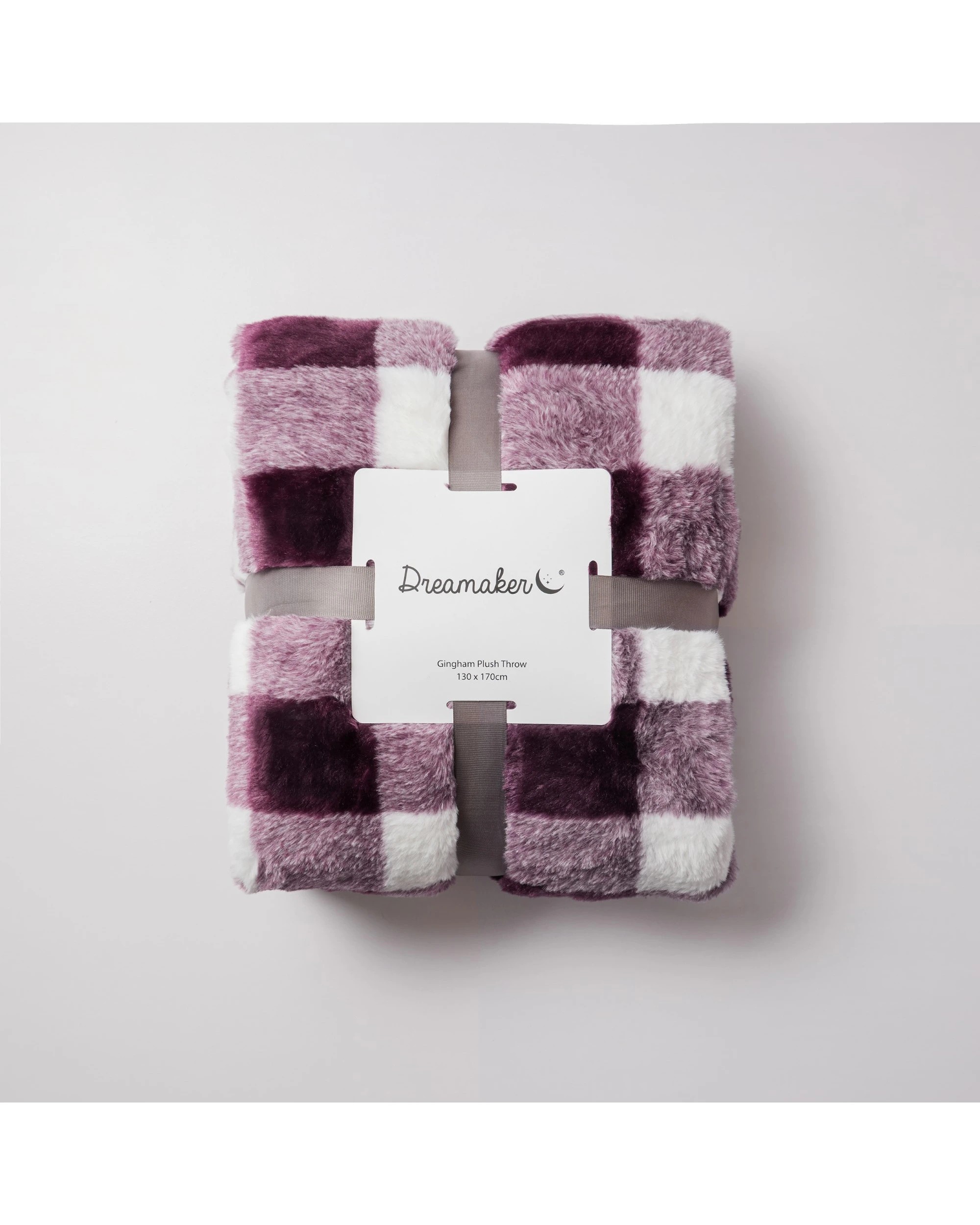 6 Dreamaker Gingham Plush Throw Blanket 130x170cm - Cherry, 6 of 6