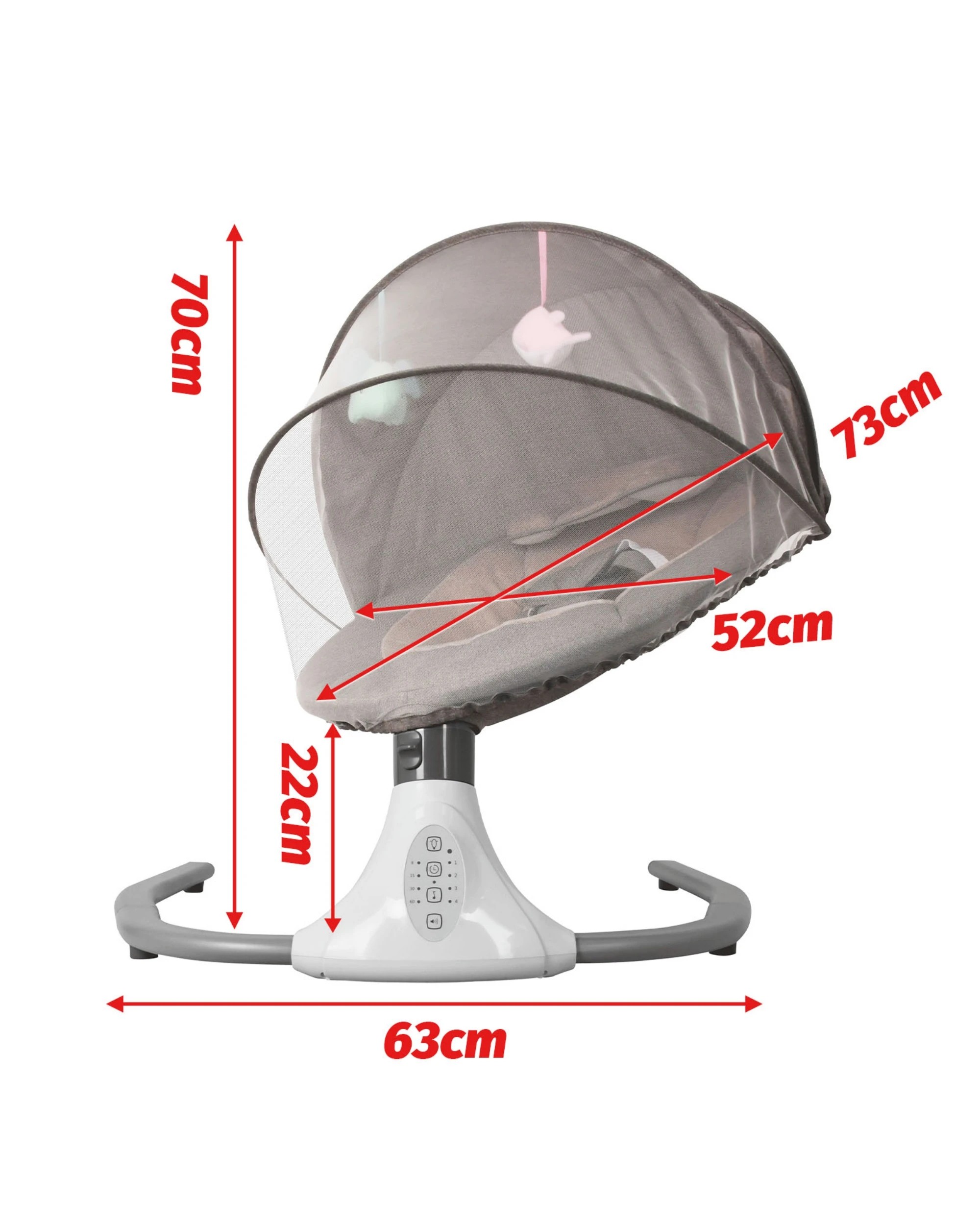 2 Advwin Electric Baby Swing Baby Bouncer Rocker w/ Mosquito Net Toddler Seat Soft Peachskin Grey, 2 of 9