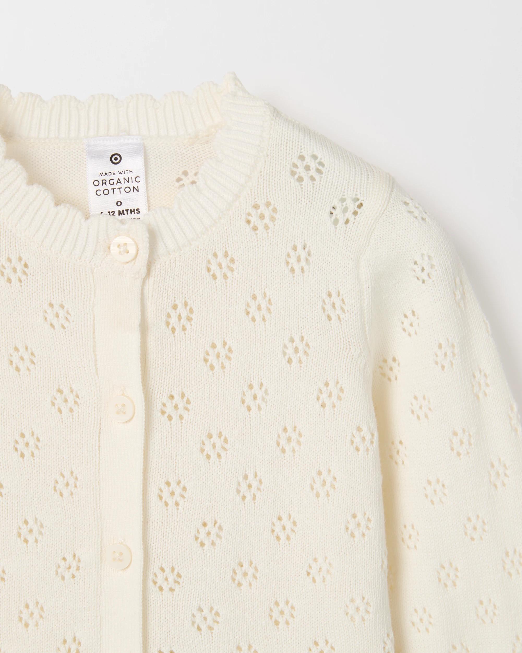 2 Target Baby Baby Organic Cotton Pointelle Cardigan GARDENIA, 2 of 2