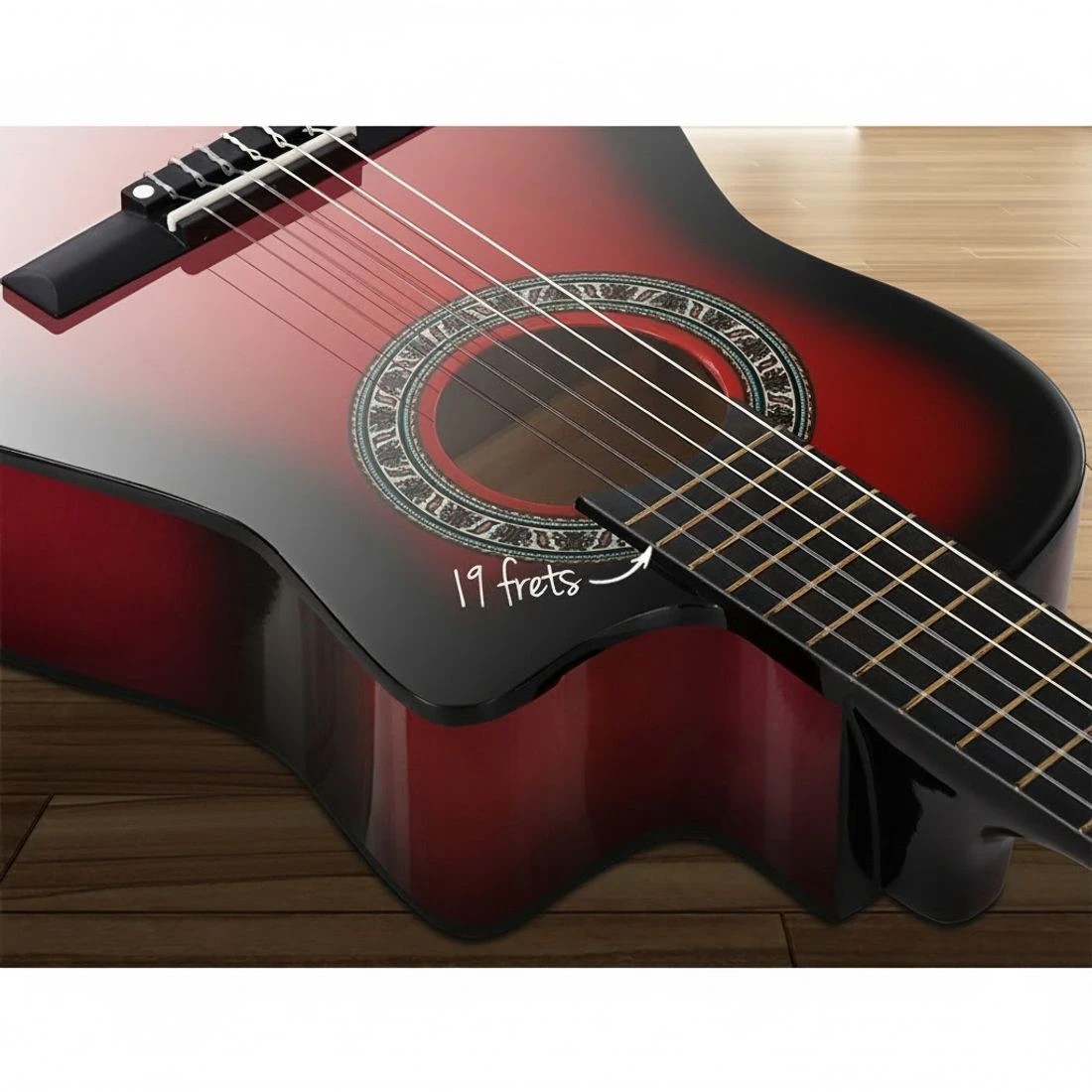 4 Alpha 34 Inch Classical Guitar Wooden Body Nylon String Beginner Kids Gift - Red, 4 of 6