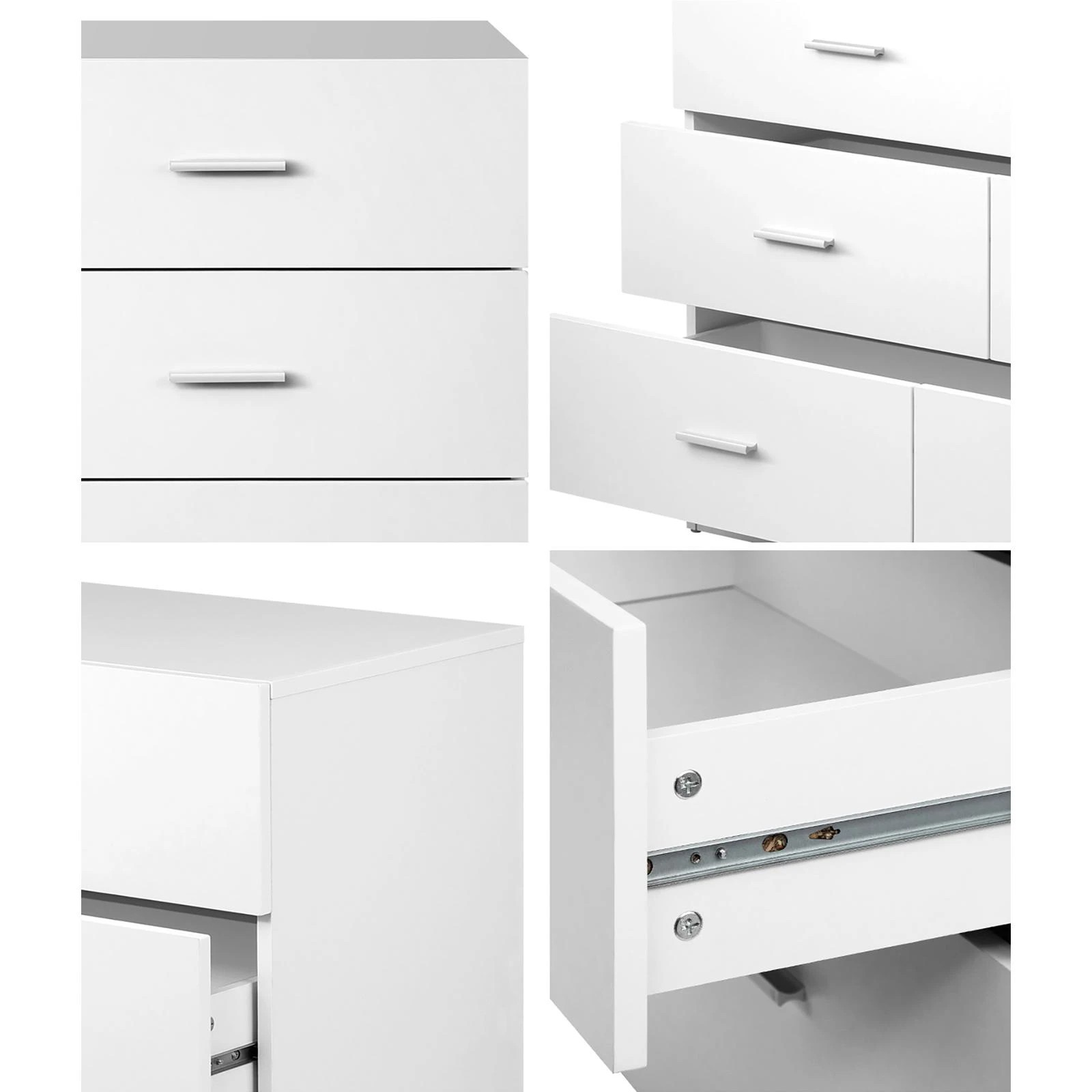 4 Oikiture Chest of Drawers 6 Drawer Dresser Table Lowboy Storage Cabinet - White, 4 of 8