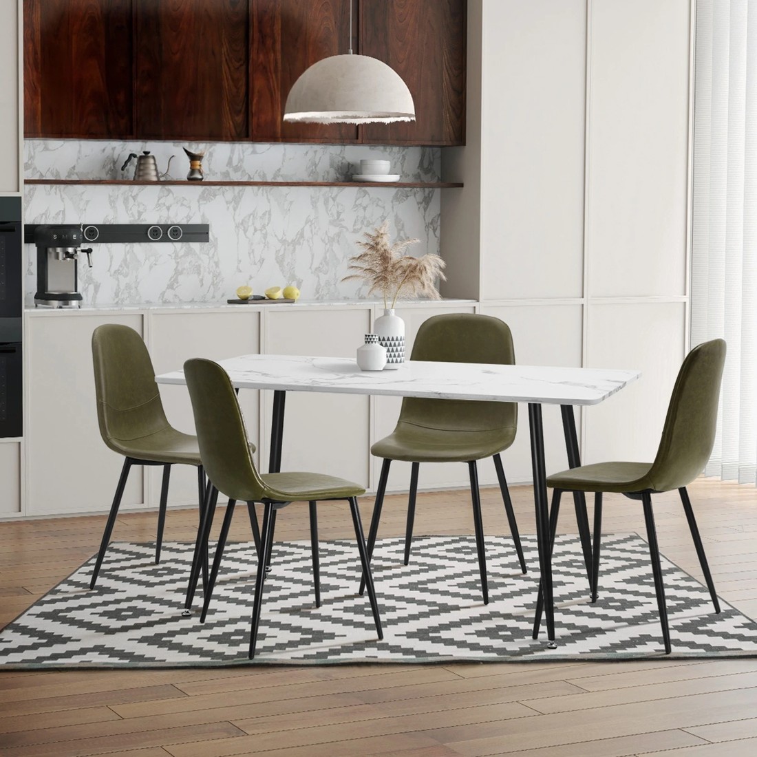 5 Oikiture 2x Dining Chairs Kitchen Accent Chair Lounge Room Pu Leather
 - Green, 5 of 10